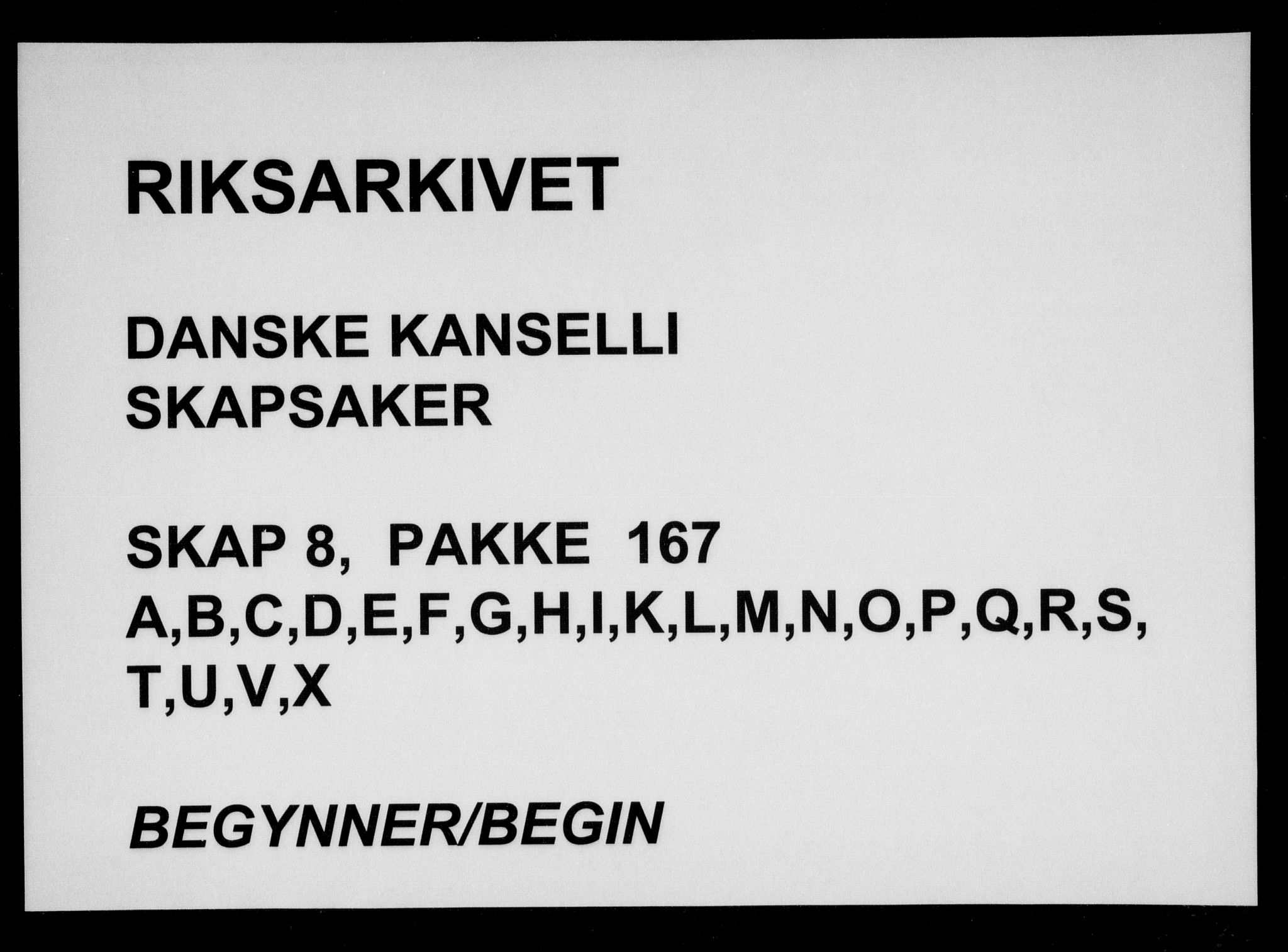 Danske Kanselli, Skapsaker, RA/EA-4061/F/L0016: Skap 8, pakke 165C, litra V-167, 1703-1710, s. 265