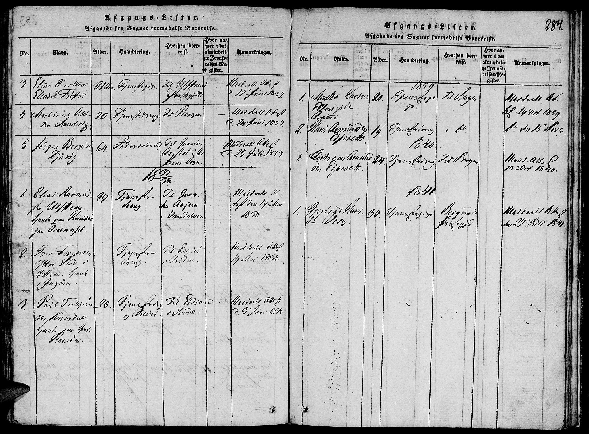 Ministerialprotokoller, klokkerbøker og fødselsregistre - Møre og Romsdal, SAT/A-1454/507/L0069: Ministerialbok nr. 507A04, 1816-1841, s. 284