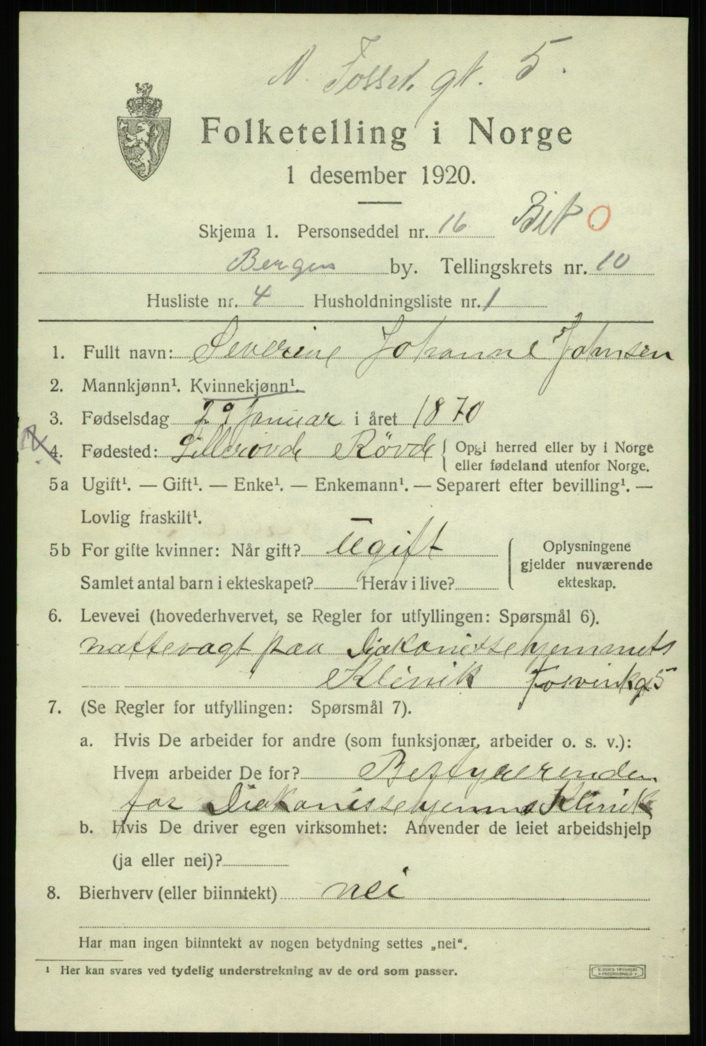 SAB, Folketelling 1920 for 1301 Bergen kjøpstad, 1920, s. 71397