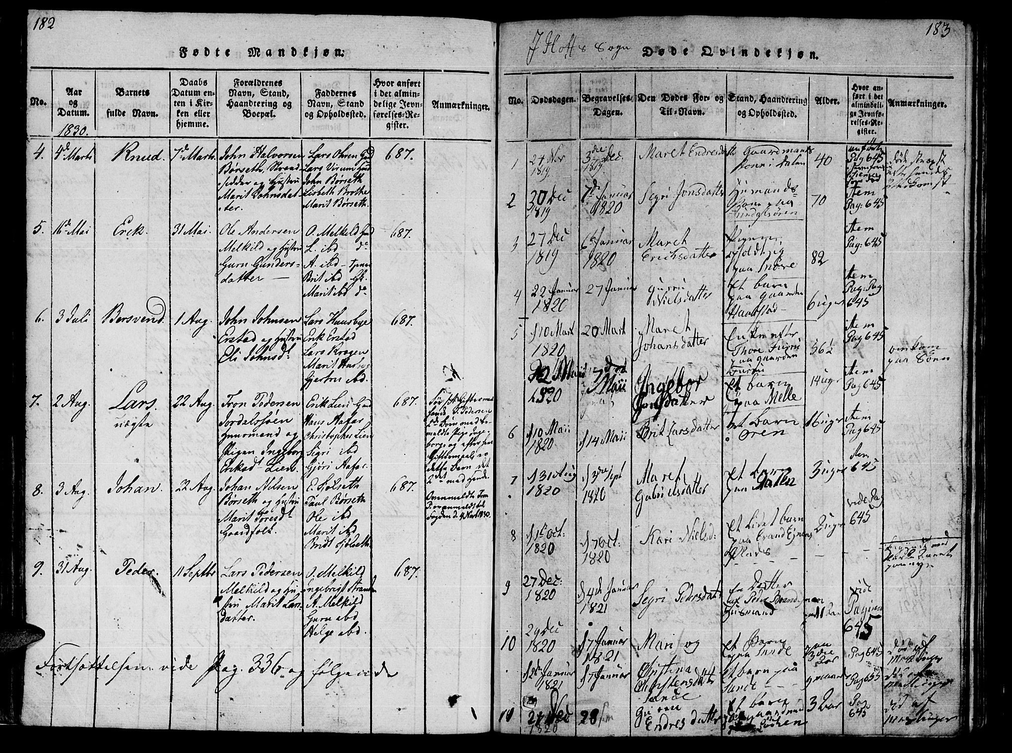 Ministerialprotokoller, klokkerbøker og fødselsregistre - Møre og Romsdal, SAT/A-1454/590/L1009: Ministerialbok nr. 590A03 /1, 1819-1832, s. 182-183