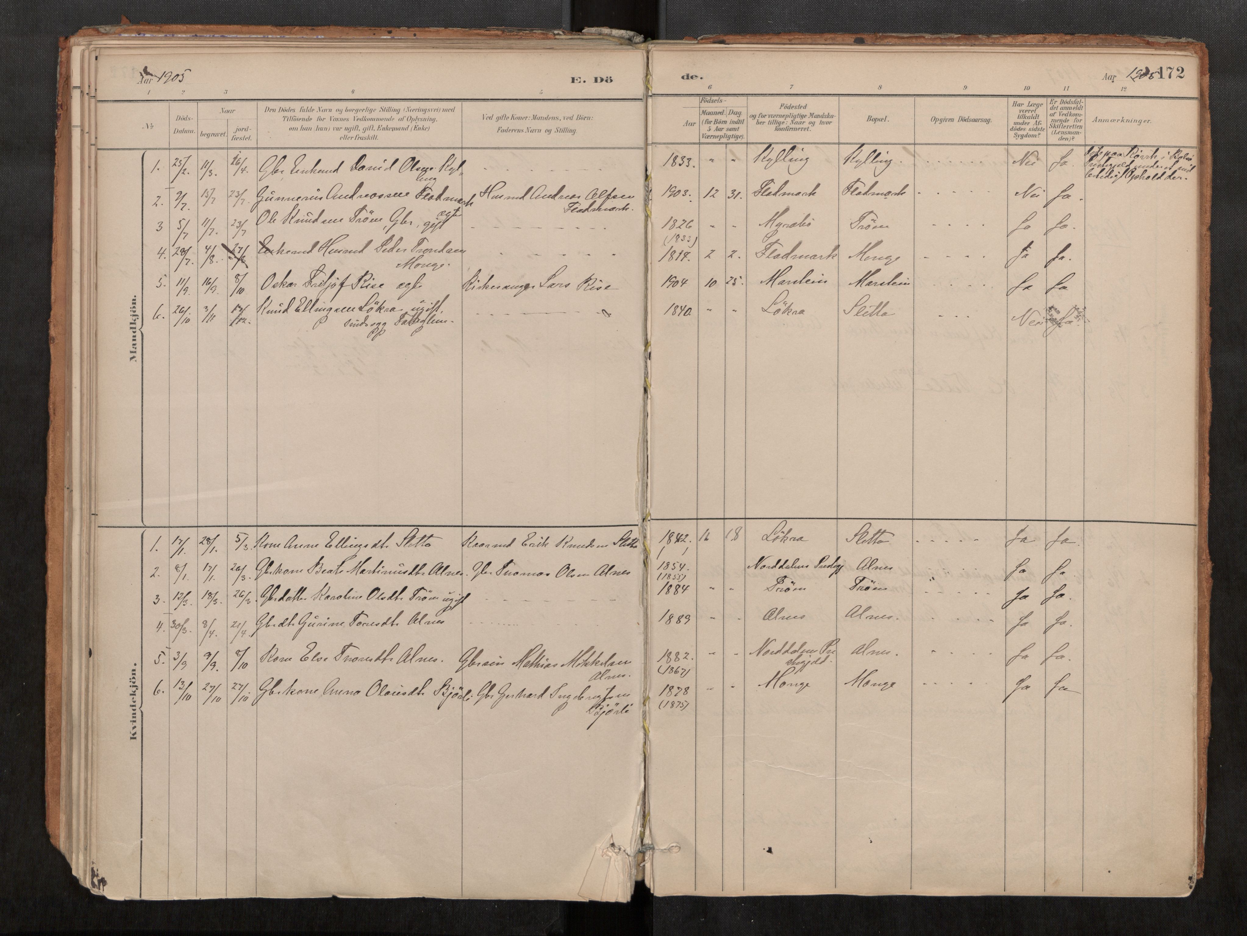 Ministerialprotokoller, klokkerbøker og fødselsregistre - Møre og Romsdal, AV/SAT-A-1454/546/L0599: Ministerialbok nr. 546A03, 1882-1920, s. 172
