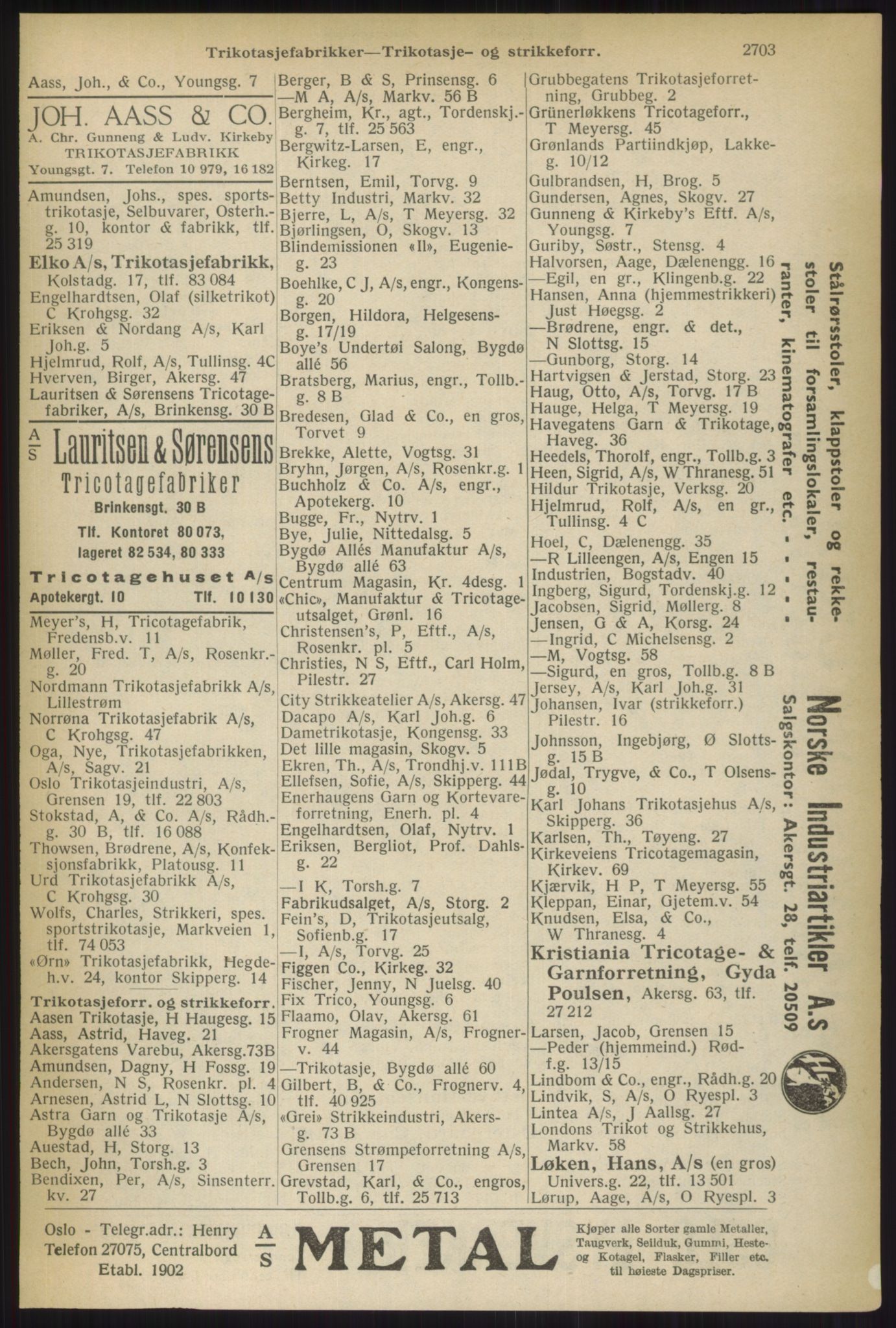 Kristiania/Oslo adressebok, PUBL/-, 1937, s. 2703
