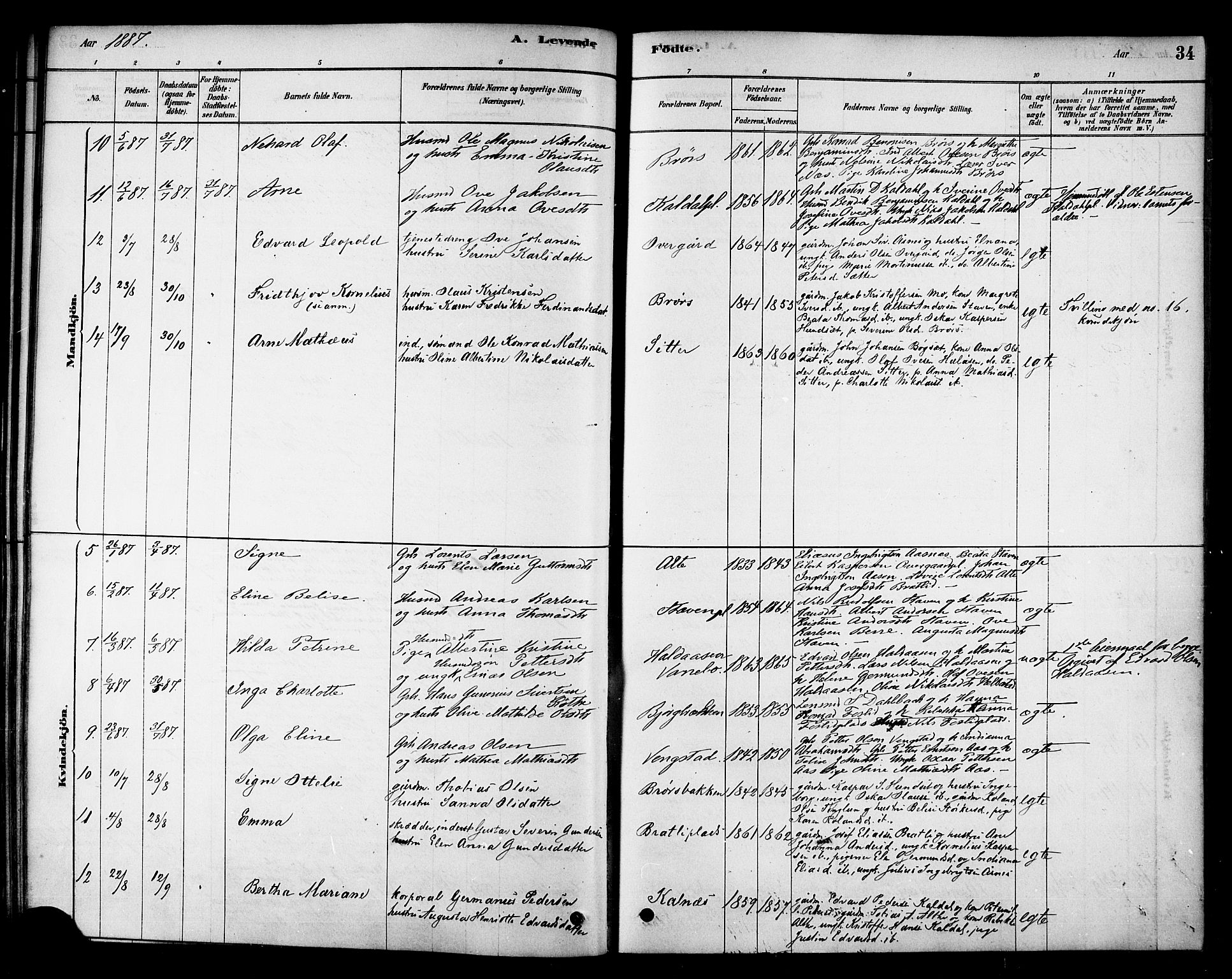 Ministerialprotokoller, klokkerbøker og fødselsregistre - Nord-Trøndelag, SAT/A-1458/742/L0408: Ministerialbok nr. 742A01, 1878-1890, s. 34