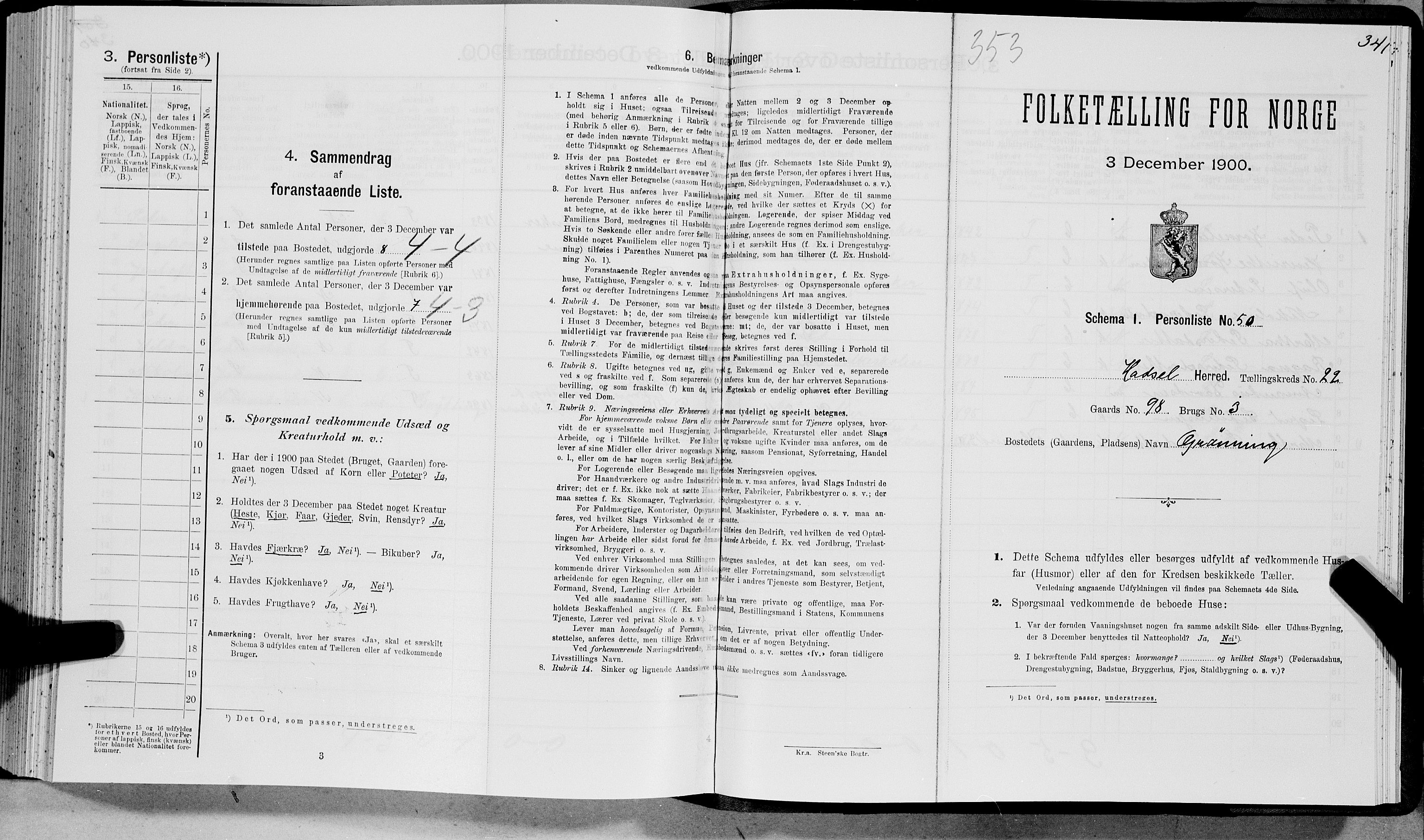 SAT, Folketelling 1900 for 1866 Hadsel herred, 1900, s. 2236