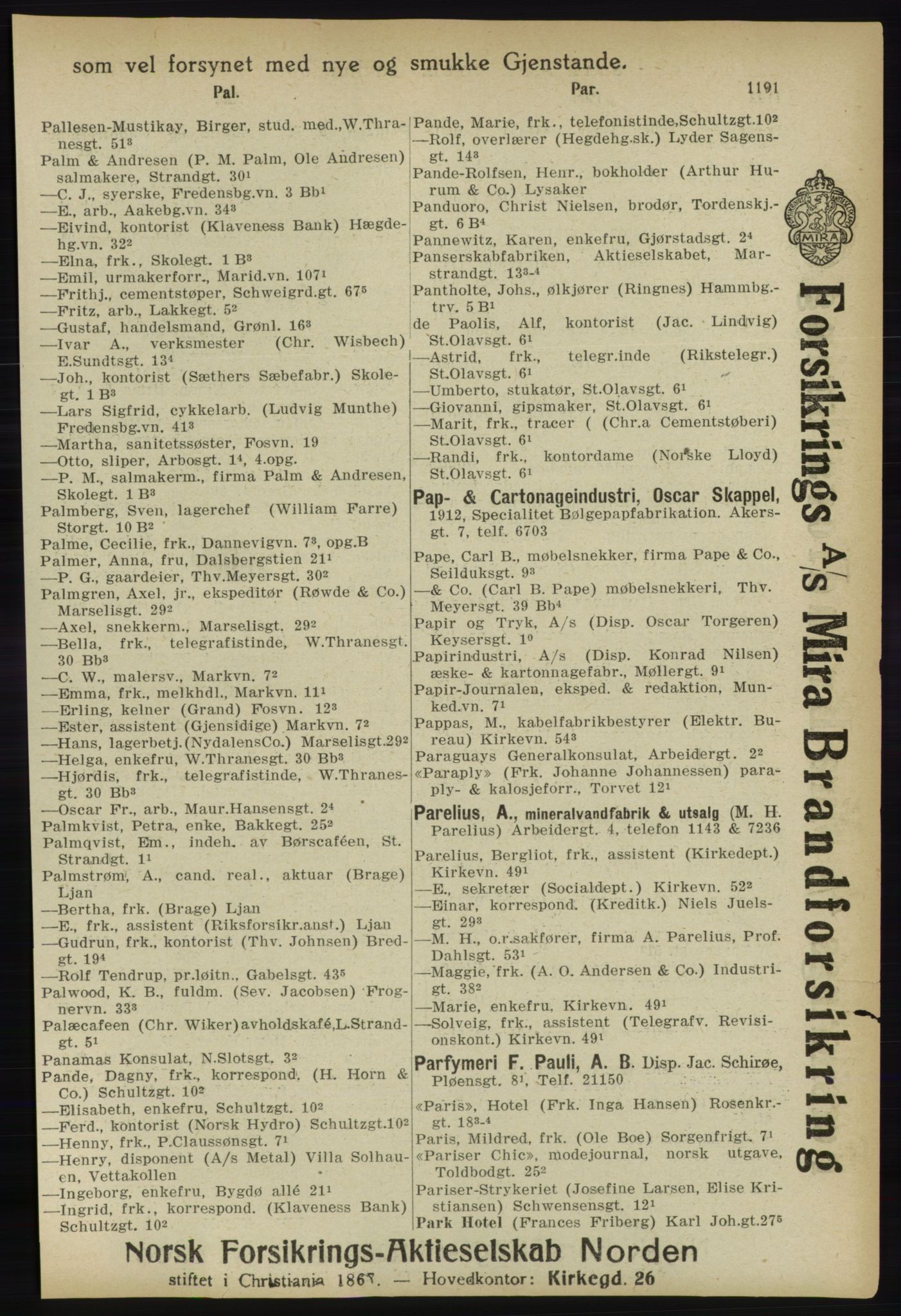 Kristiania/Oslo adressebok, PUBL/-, 1918, s. 1216