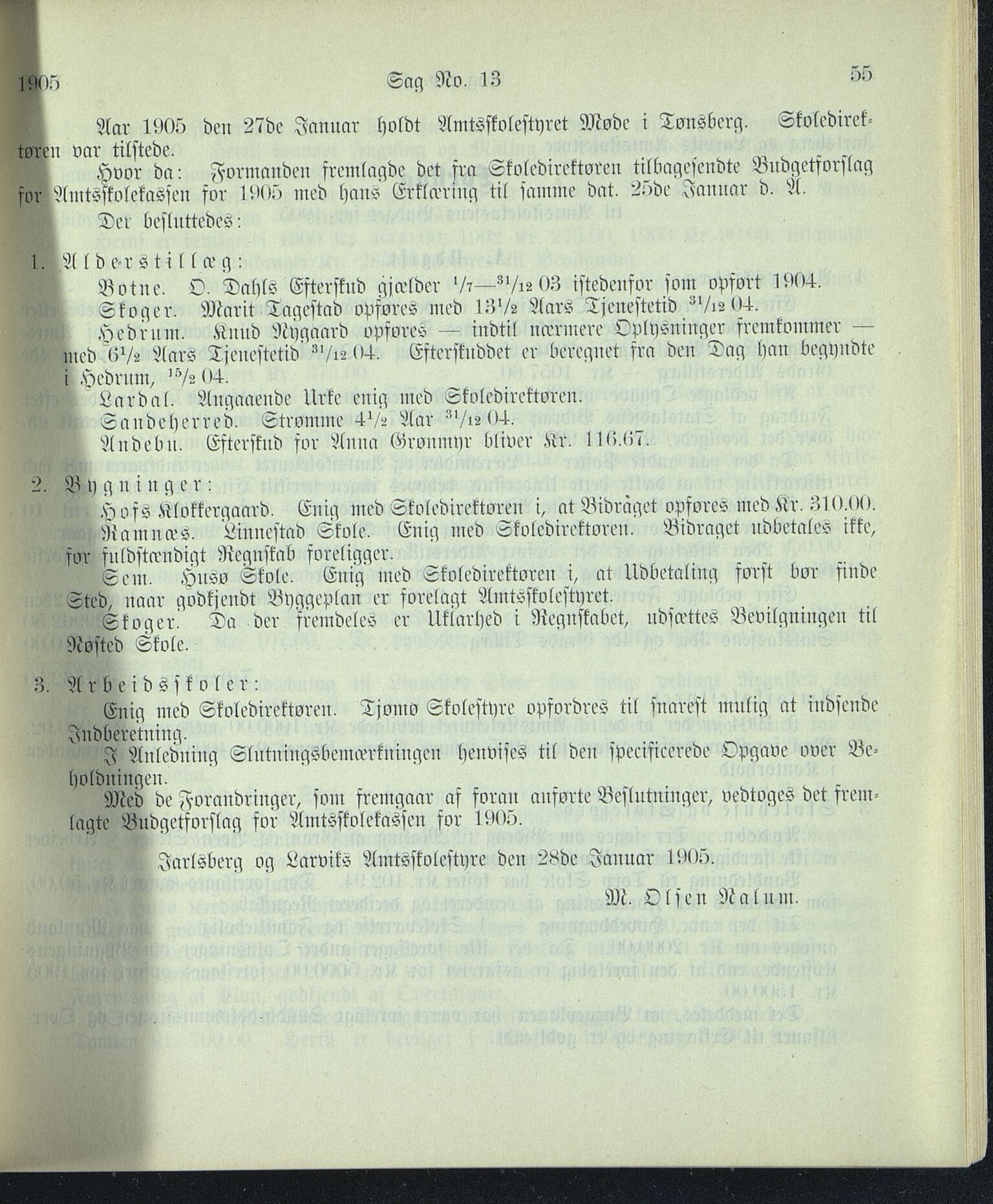 Vestfold fylkeskommune. Fylkestinget, VEMU/A-1315/A/Ab/Abb/L0052: Fylkestingsforhandlinger, 1905, s. 55