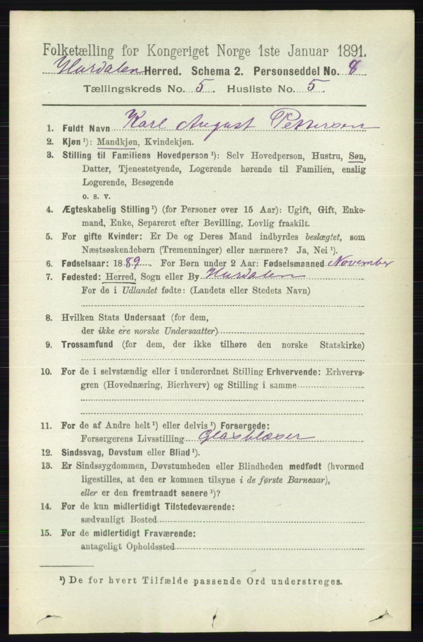 RA, Folketelling 1891 for 0239 Hurdal herred, 1891, s. 2071