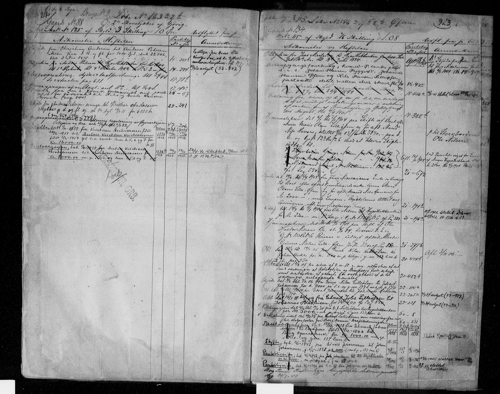 Idd og Marker sorenskriveri, AV/SAO-A-10283/G/Ga/Gac/L0004b: Panteregister nr. II 4b, 1848-1953, s. 922-923