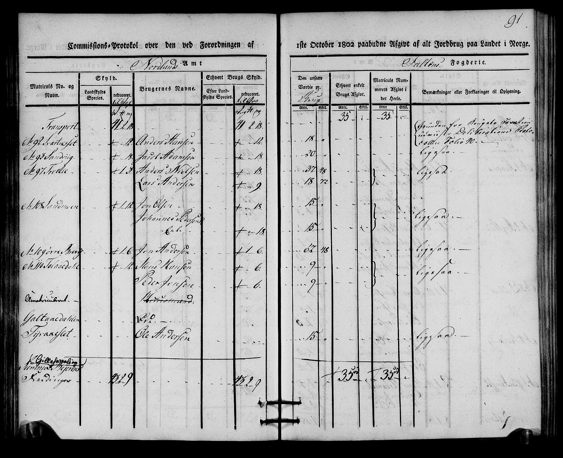 Rentekammeret inntil 1814, Realistisk ordnet avdeling, AV/RA-EA-4070/N/Ne/Nea/L0160: Salten fogderi. Kommisjonsprotokoll, 1803, s. 90