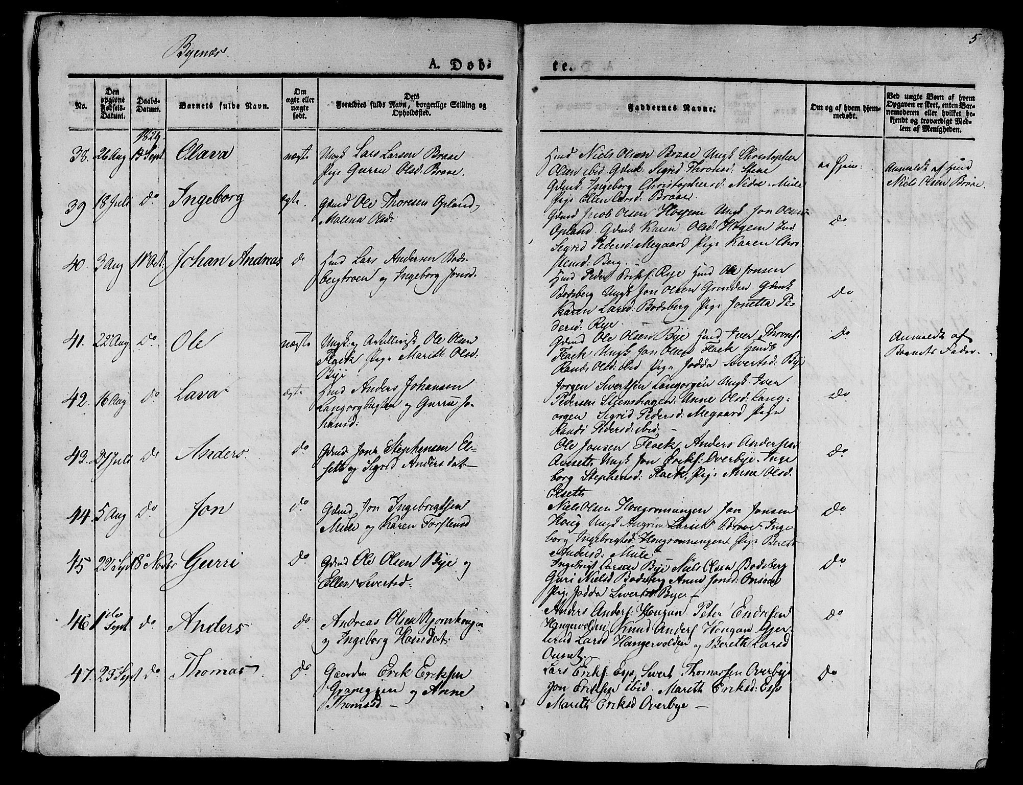 Ministerialprotokoller, klokkerbøker og fødselsregistre - Sør-Trøndelag, SAT/A-1456/612/L0374: Ministerialbok nr. 612A07 /1, 1829-1845, s. 5