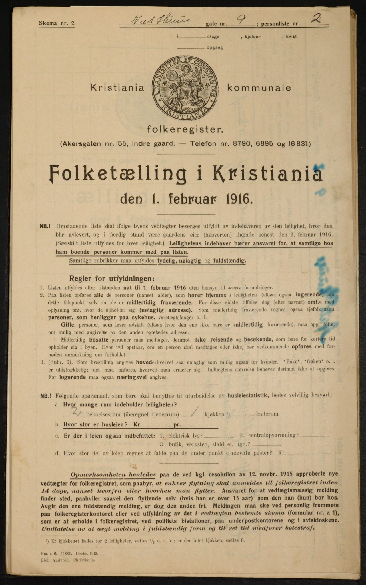 OBA, Kommunal folketelling 1.2.1916 for Kristiania, 1916, s. 72725