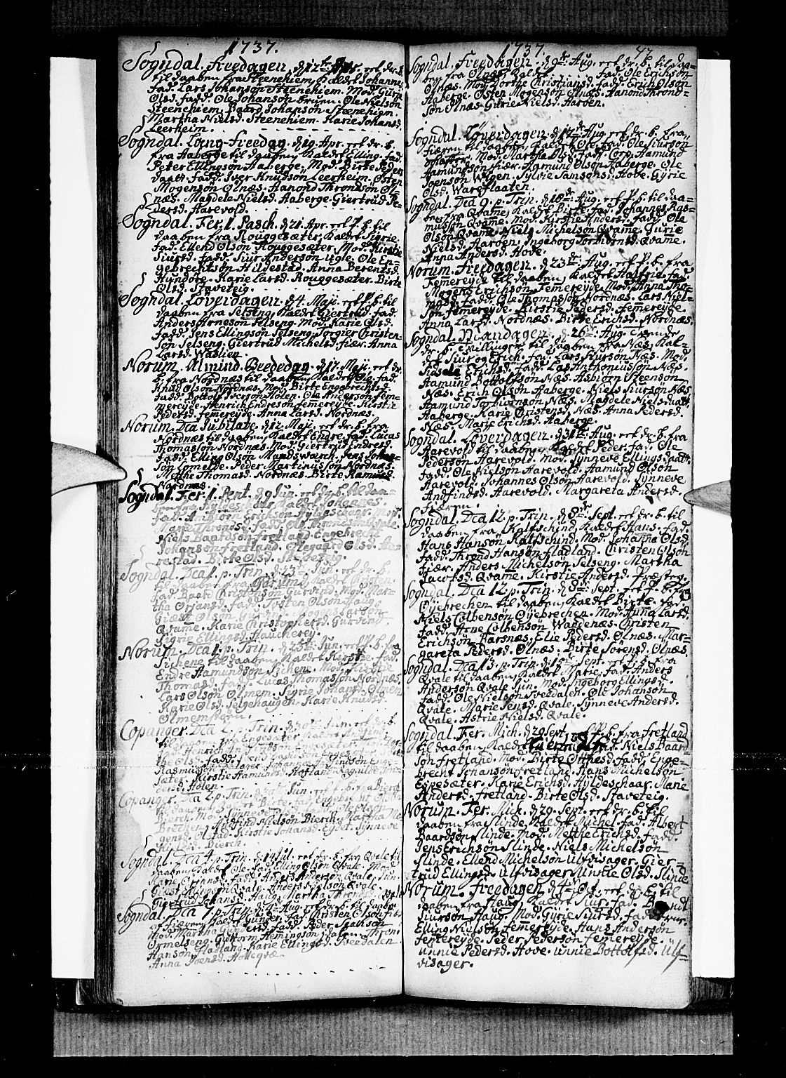 Sogndal sokneprestembete, SAB/A-81301/H/Haa/Haaa/L0002: Ministerialbok nr. A 2, 1725-1741, s. 47