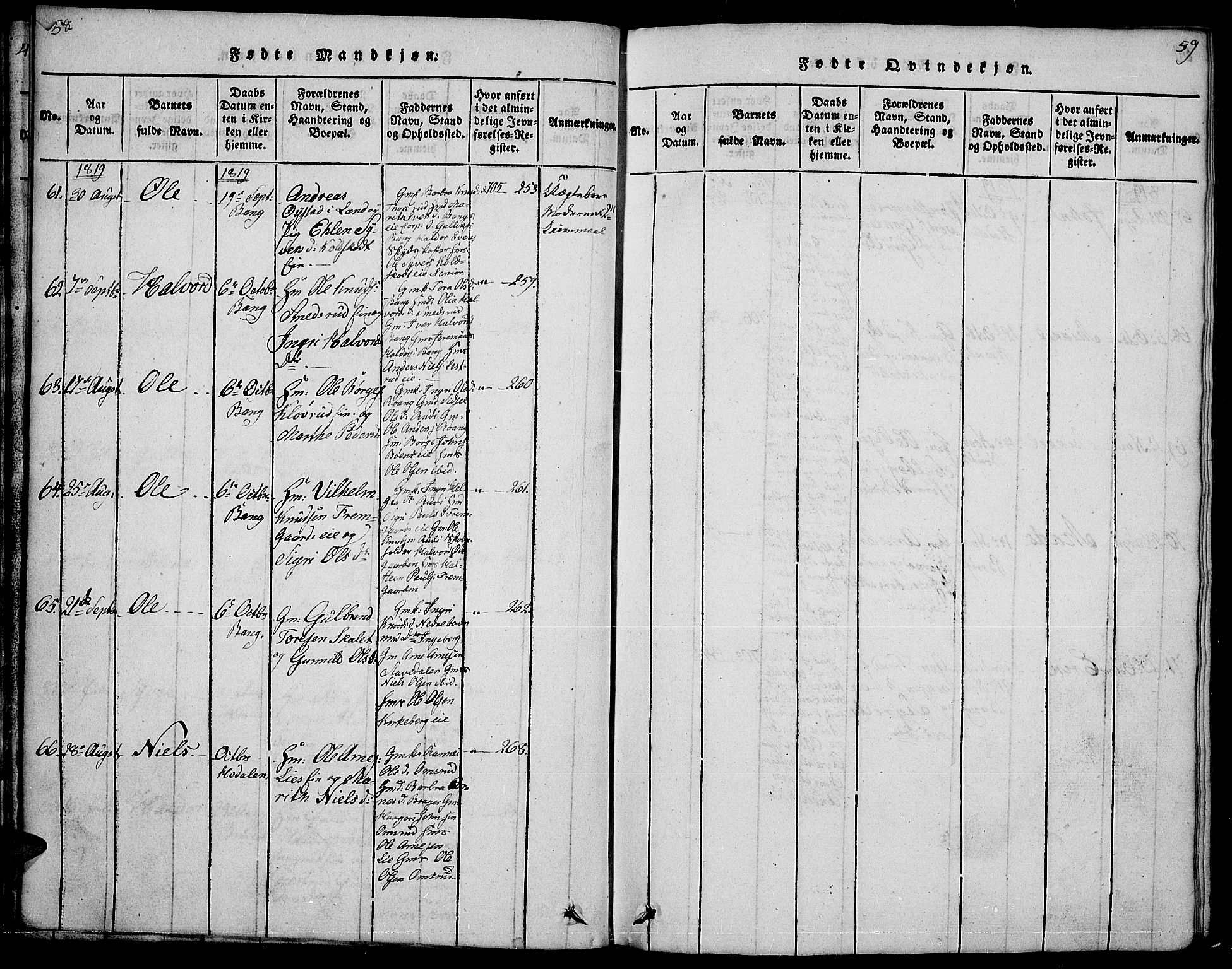 Sør-Aurdal prestekontor, AV/SAH-PREST-128/H/Ha/Hab/L0001: Klokkerbok nr. 1, 1815-1826, s. 58-59
