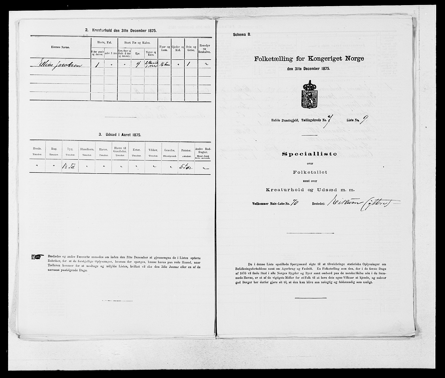 SAB, Folketelling 1875 for 1425P Hafslo prestegjeld, 1875, s. 834