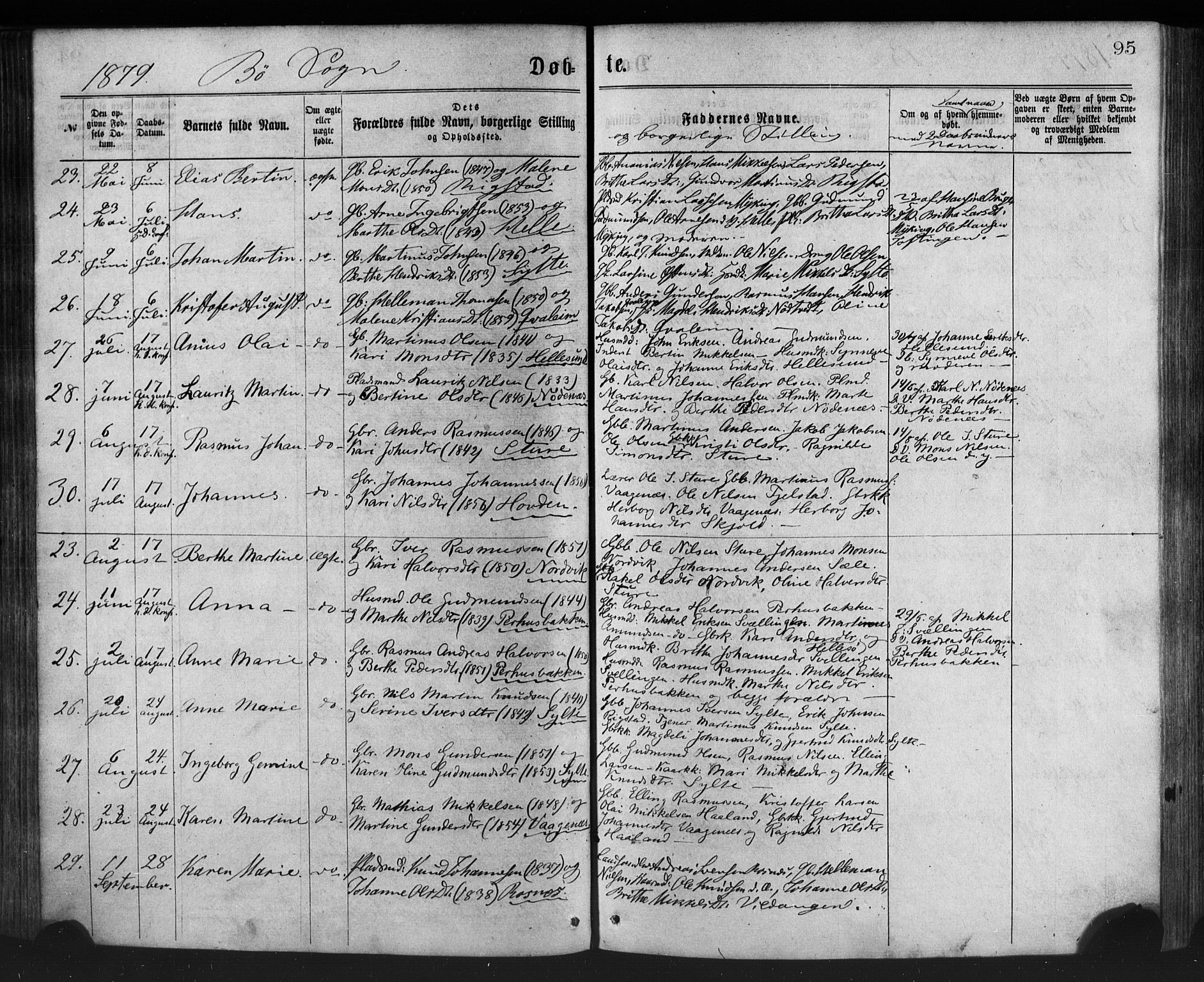 Manger sokneprestembete, AV/SAB-A-76801/H/Haa: Ministerialbok nr. A 8, 1871-1880, s. 95