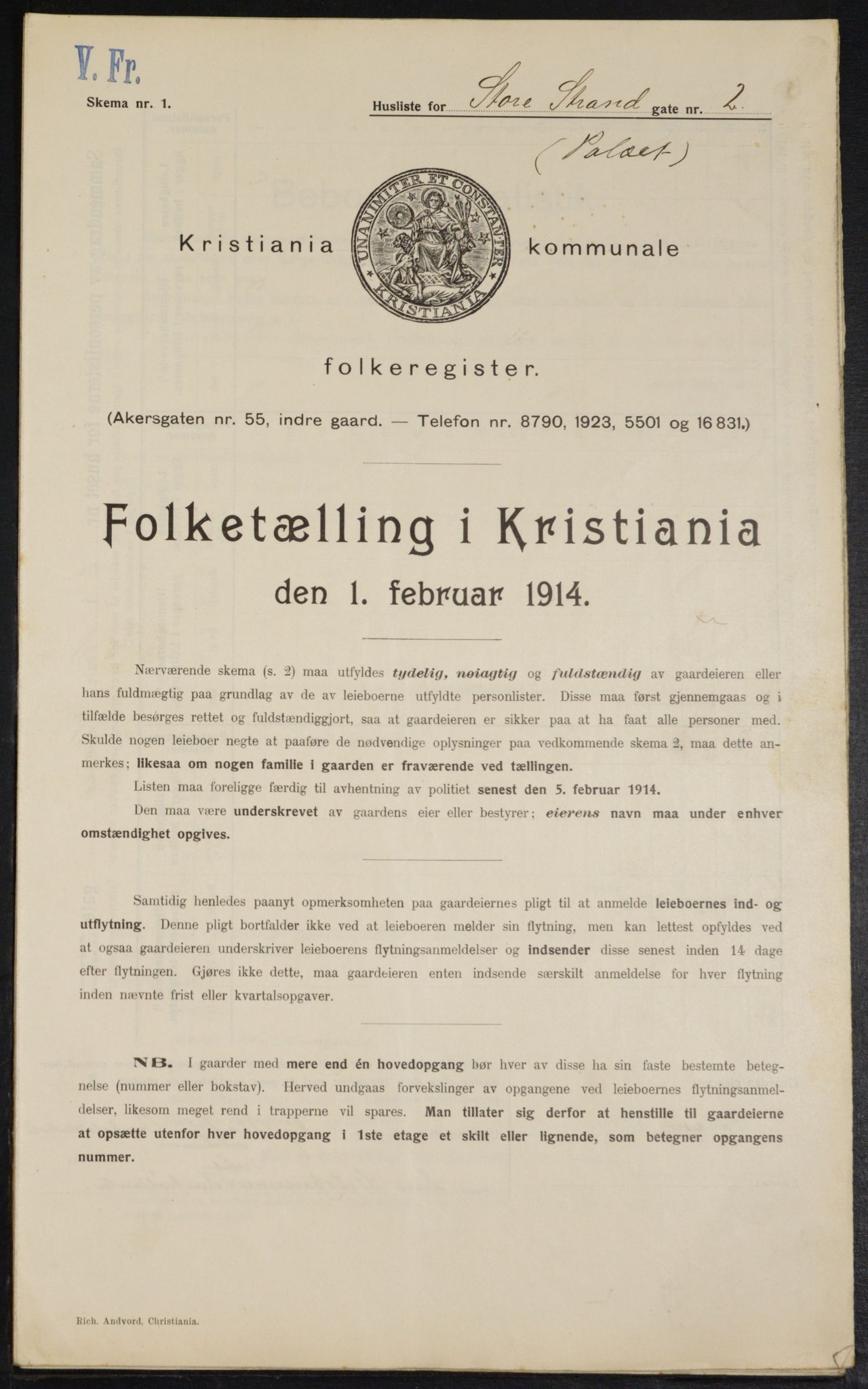 OBA, Kommunal folketelling 1.2.1914 for Kristiania, 1914, s. 103522