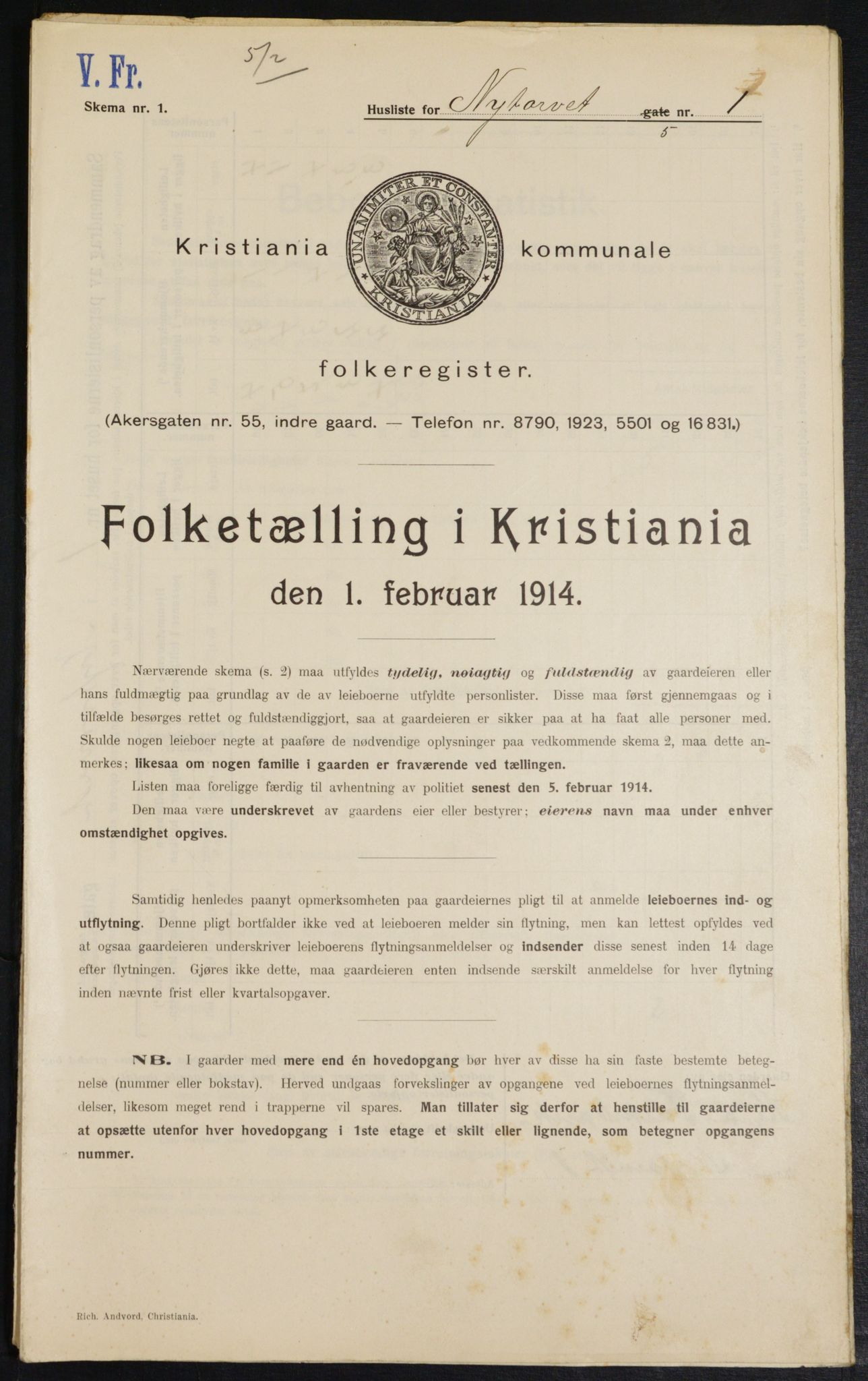 OBA, Kommunal folketelling 1.2.1914 for Kristiania, 1914, s. 74019