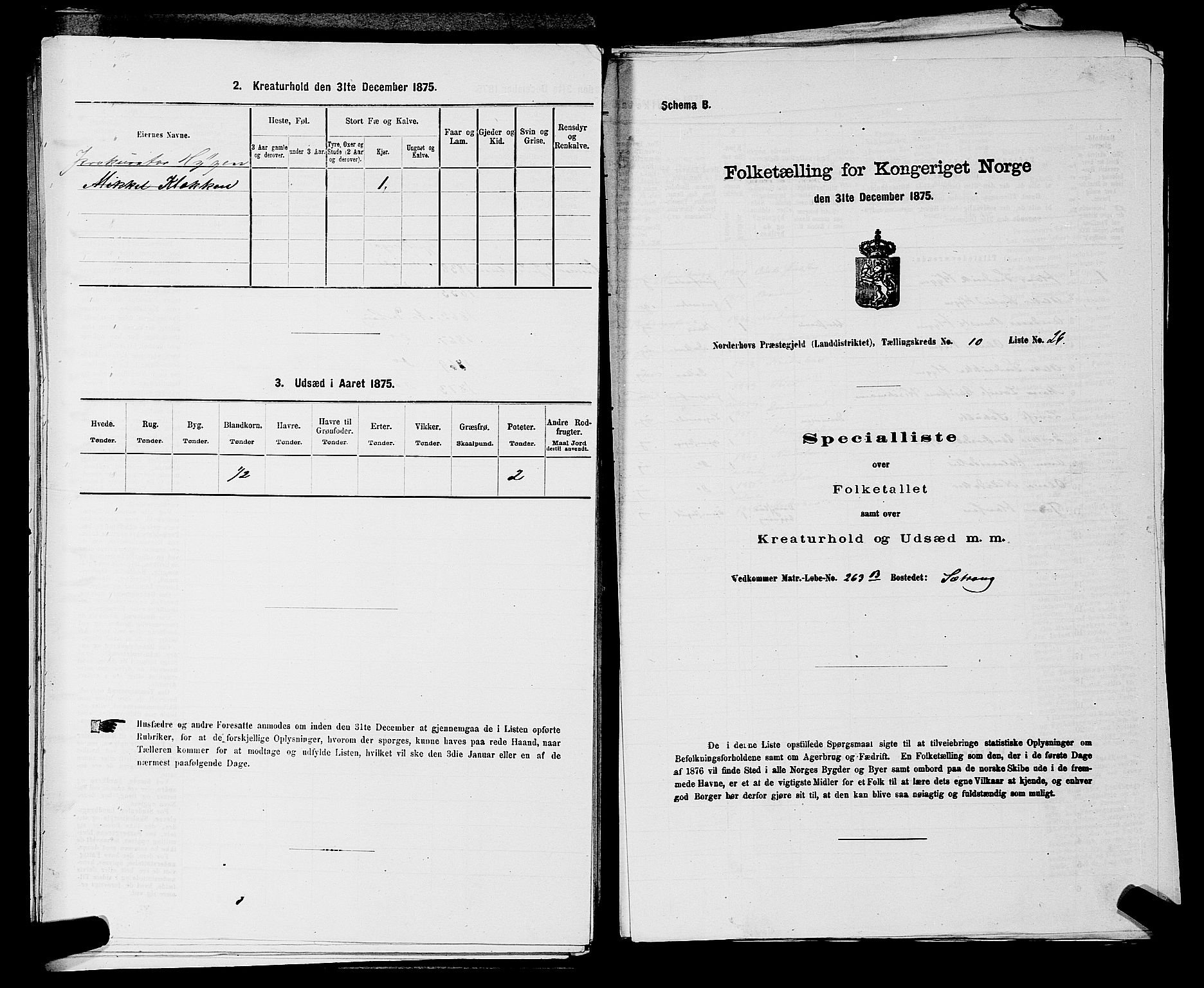 SAKO, Folketelling 1875 for 0613L Norderhov prestegjeld, Norderhov sokn, Haug sokn og Lunder sokn, 1875, s. 1998
