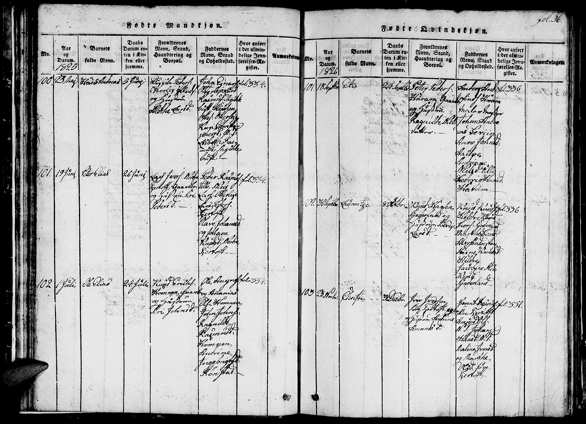 Ministerialprotokoller, klokkerbøker og fødselsregistre - Møre og Romsdal, AV/SAT-A-1454/536/L0506: Klokkerbok nr. 536C01, 1818-1859, s. 36