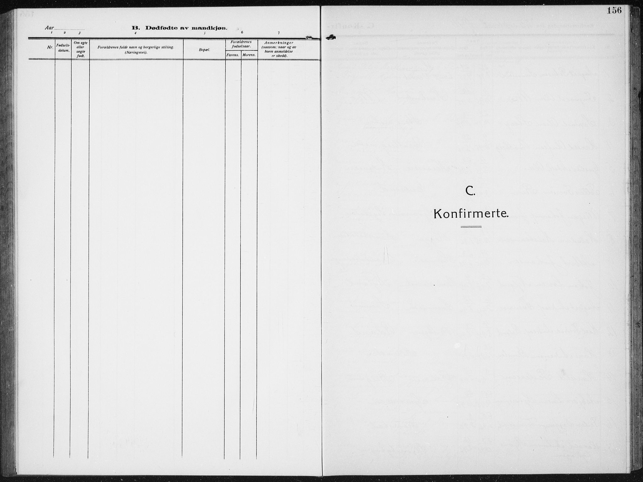 Biri prestekontor, SAH/PREST-096/H/Ha/Hab/L0006: Klokkerbok nr. 6, 1909-1938, s. 156