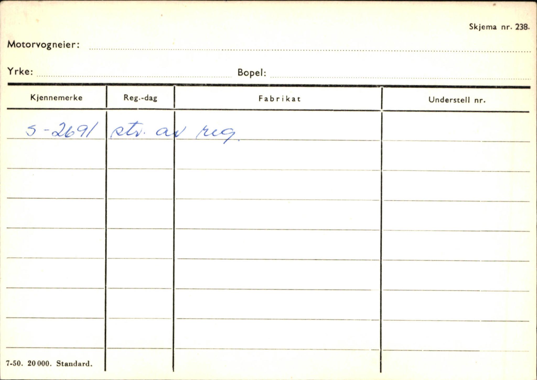 Statens vegvesen, Sogn og Fjordane vegkontor, SAB/A-5301/4/F/L0125: Eigarregister Sogndal V-Å. Aurland A-Å. Fjaler A-N, 1945-1975, s. 2561