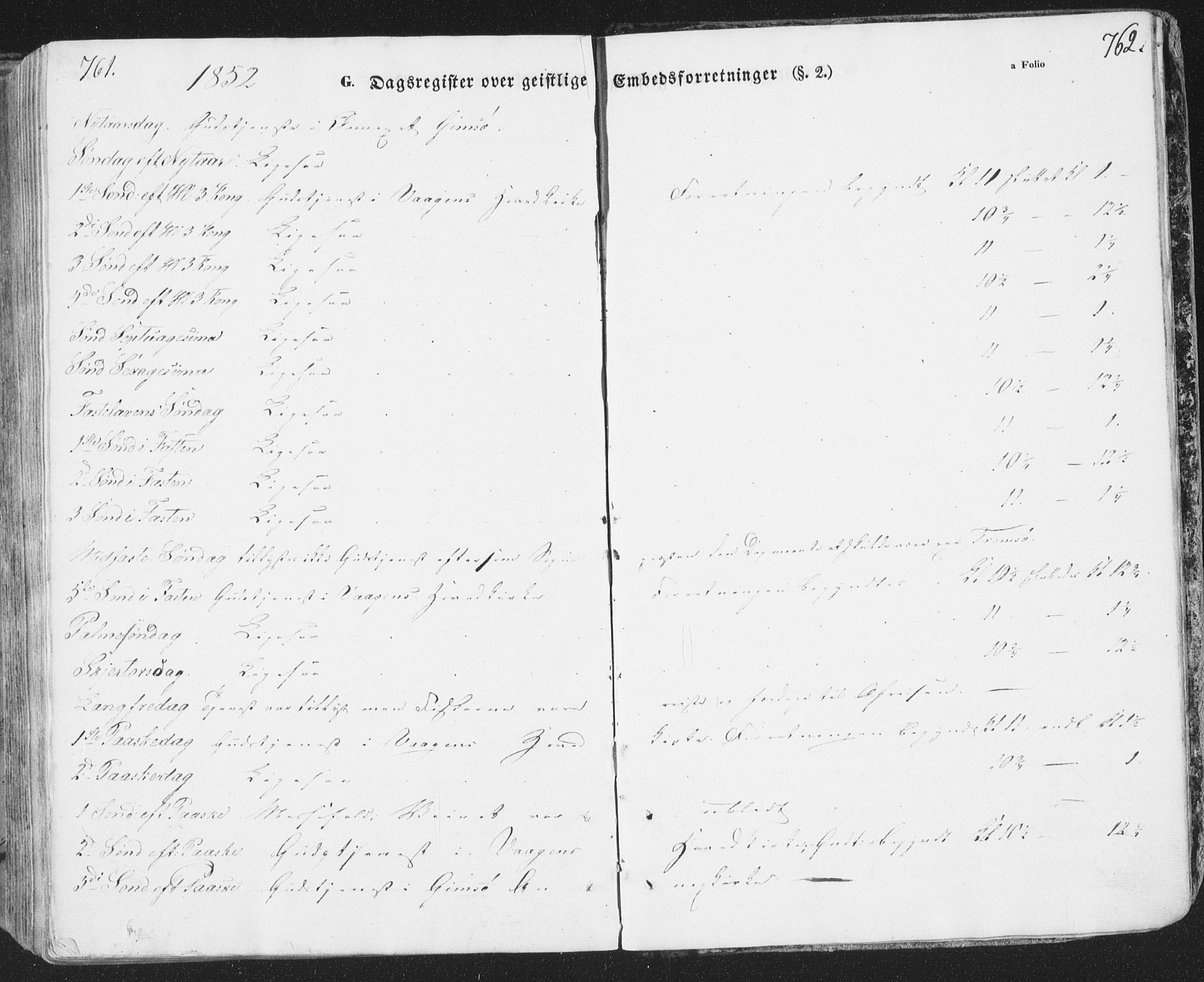 Ministerialprotokoller, klokkerbøker og fødselsregistre - Nordland, SAT/A-1459/874/L1072: Klokkerbok nr. 874C01, 1843-1859, s. 761-762