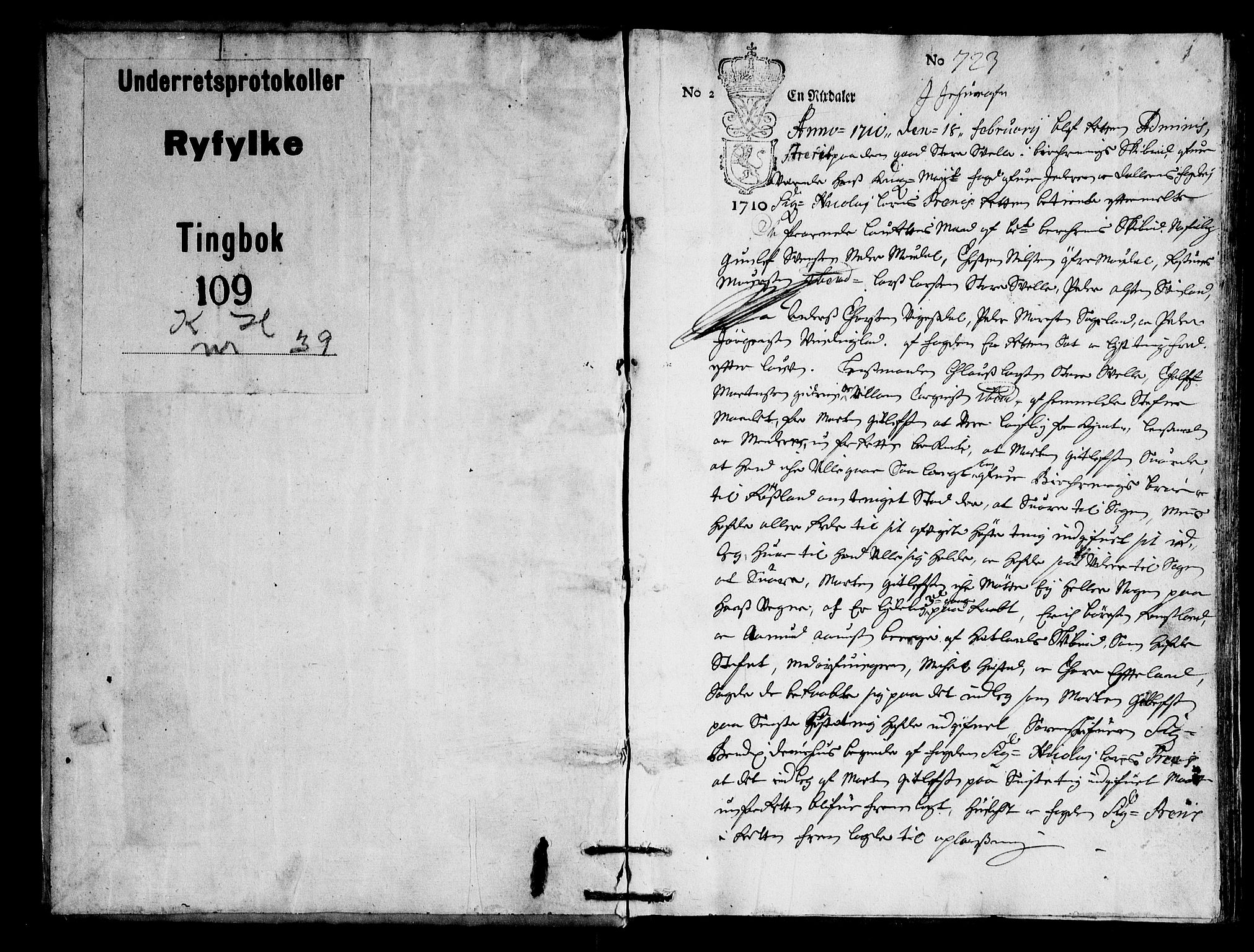 Ryfylke tingrett, AV/SAST-A-100055/001/I/IB/IBBa/L0039: Tingbok, Karmsund og Hesby, 1710, s. 0b-1a