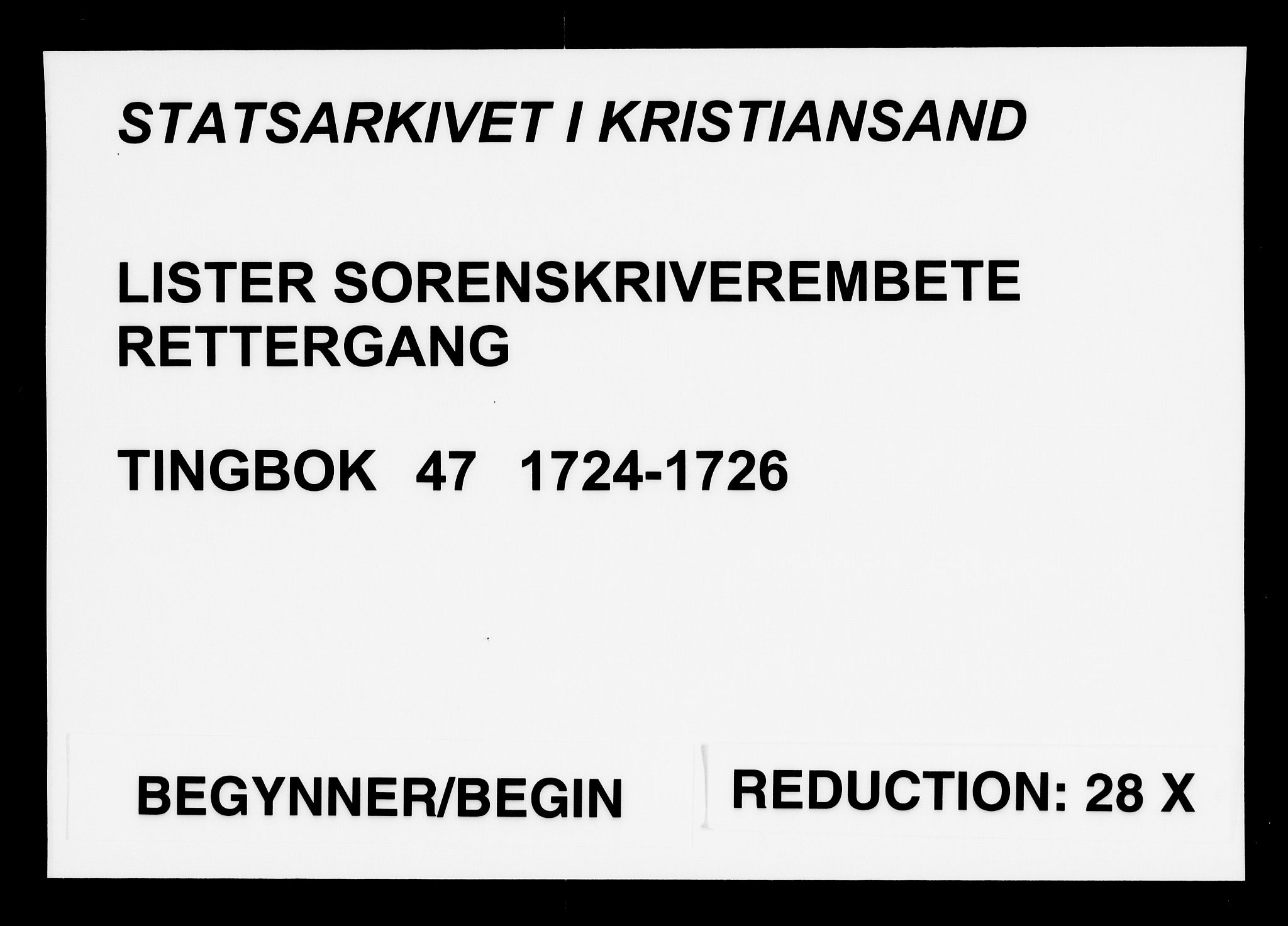 Lister sorenskriveri, SAK/1221-0003/F/Fa/L0047: Tingbok nr 47, 1724-1726