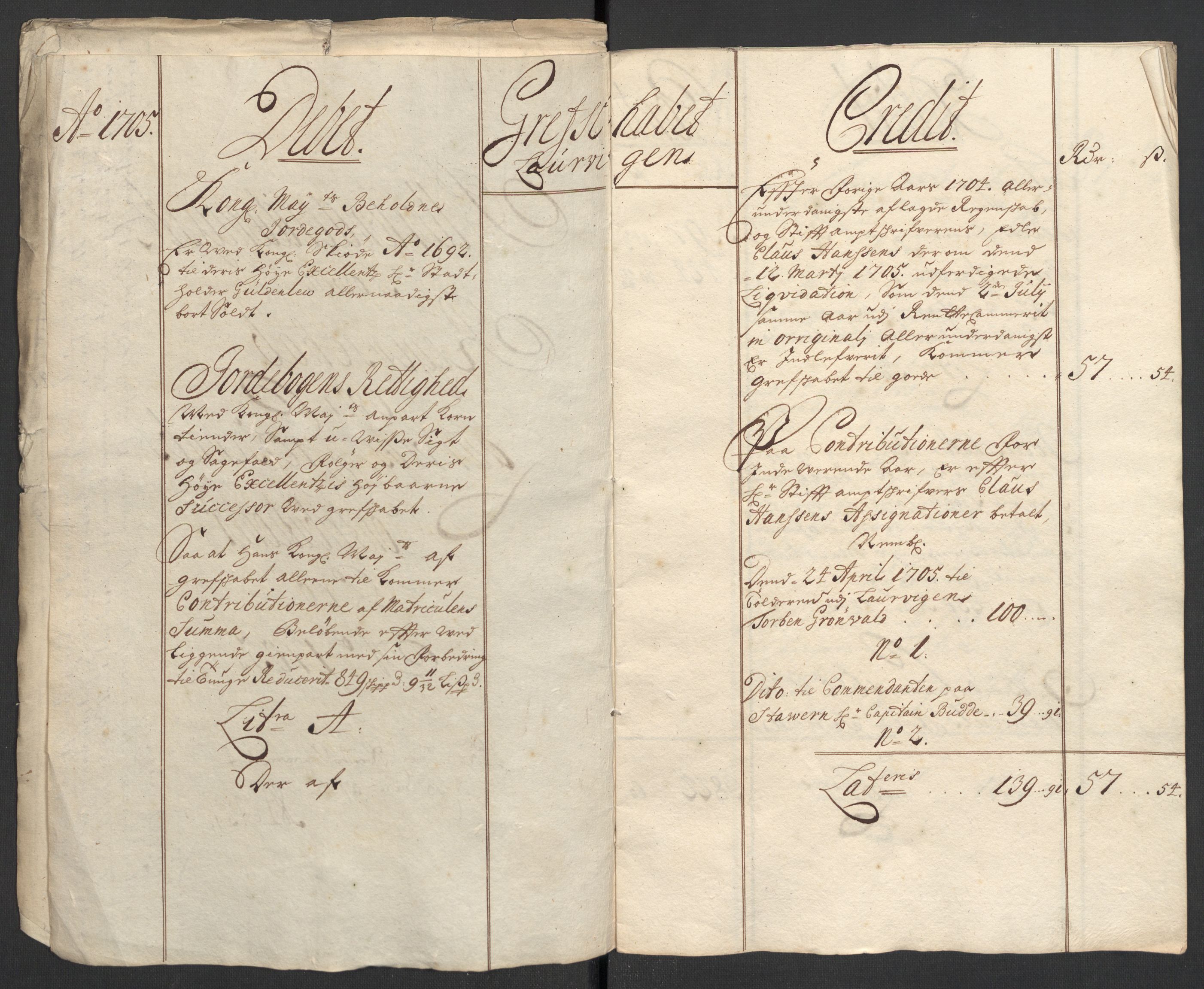 Rentekammeret inntil 1814, Reviderte regnskaper, Fogderegnskap, AV/RA-EA-4092/R33/L1978: Fogderegnskap Larvik grevskap, 1704-1705, s. 249