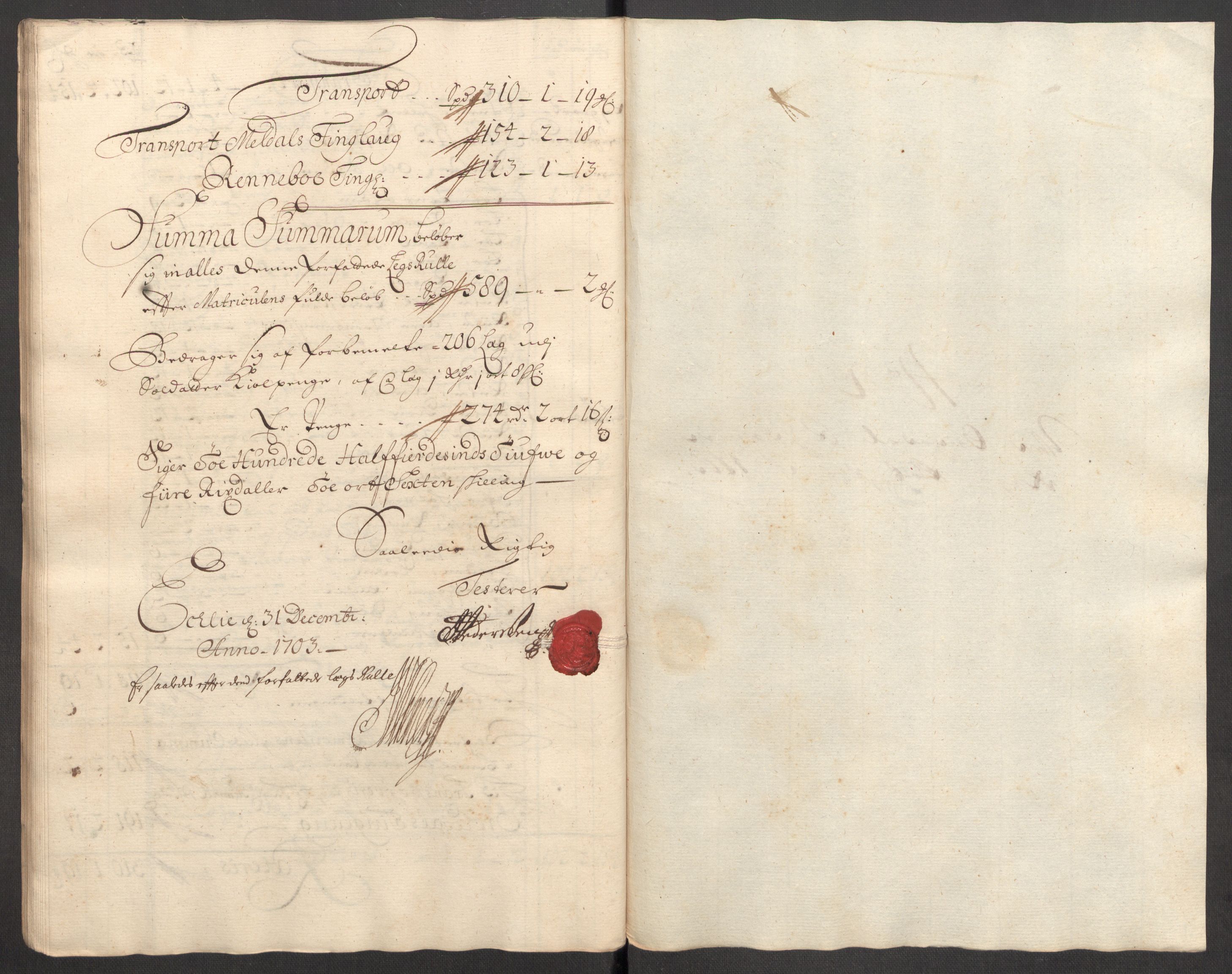 Rentekammeret inntil 1814, Reviderte regnskaper, Fogderegnskap, AV/RA-EA-4092/R60/L3953: Fogderegnskap Orkdal og Gauldal, 1703, s. 102