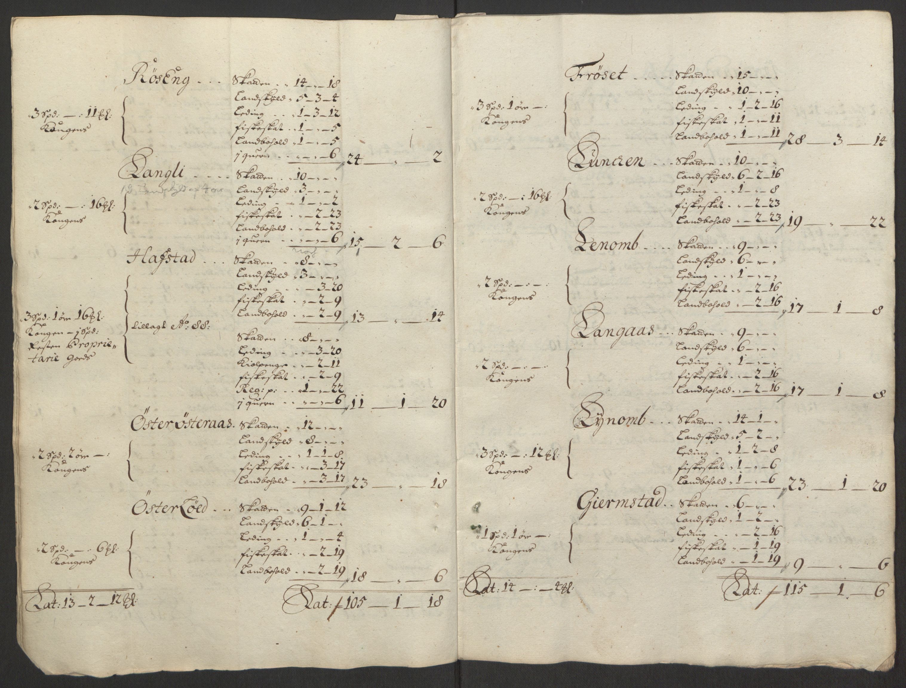 Rentekammeret inntil 1814, Reviderte regnskaper, Fogderegnskap, AV/RA-EA-4092/R63/L4309: Fogderegnskap Inderøy, 1695-1697, s. 503