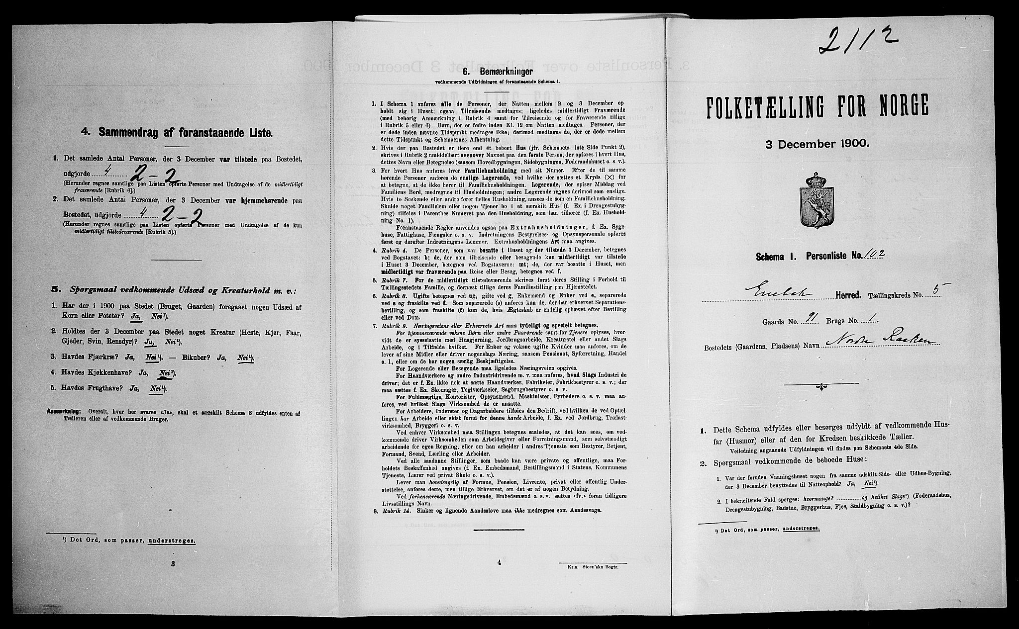 SAO, Folketelling 1900 for 0229 Enebakk herred, 1900