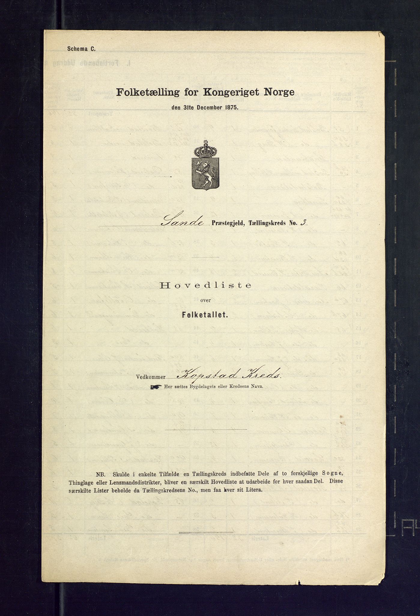 SAKO, Folketelling 1875 for 0713P Sande prestegjeld, 1875, s. 15