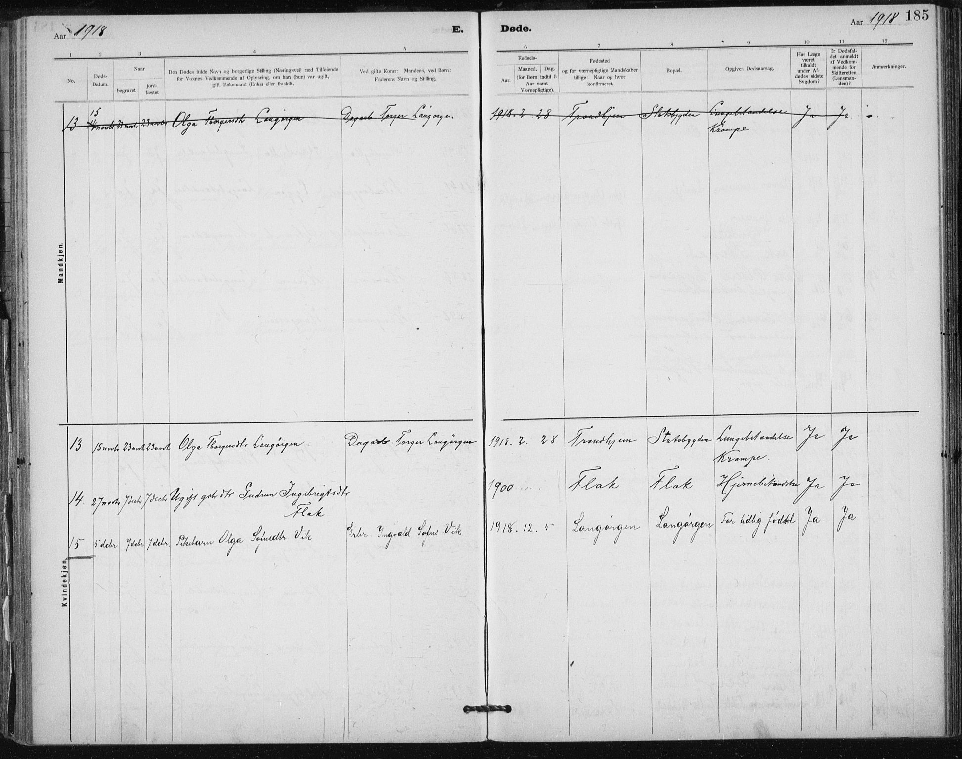 Ministerialprotokoller, klokkerbøker og fødselsregistre - Sør-Trøndelag, AV/SAT-A-1456/612/L0381: Ministerialbok nr. 612A13, 1907-1923, s. 185