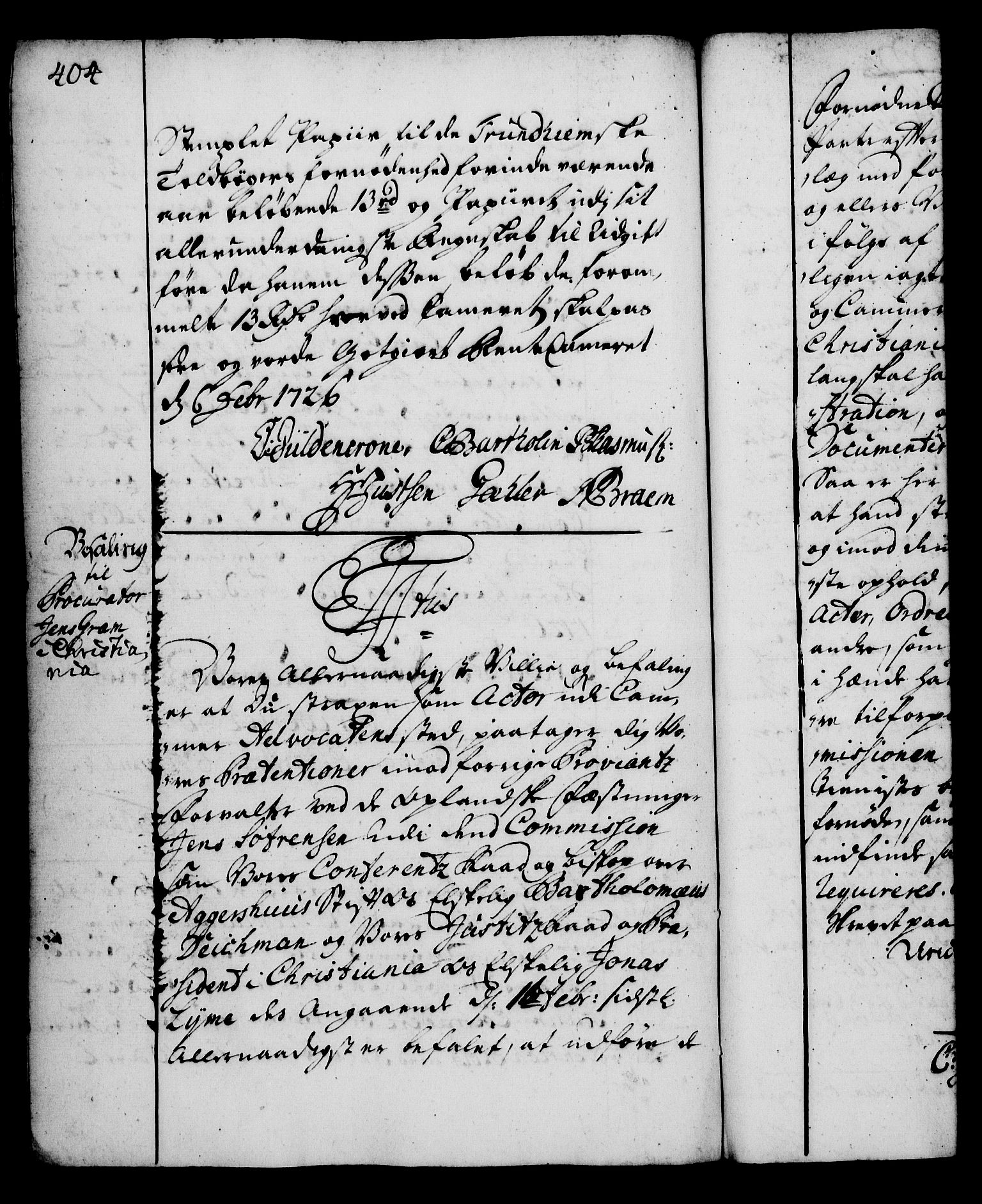 Rentekammeret, Kammerkanselliet, RA/EA-3111/G/Gg/Gga/L0002: Norsk ekspedisjonsprotokoll med register (merket RK 53.2), 1723-1727, s. 404