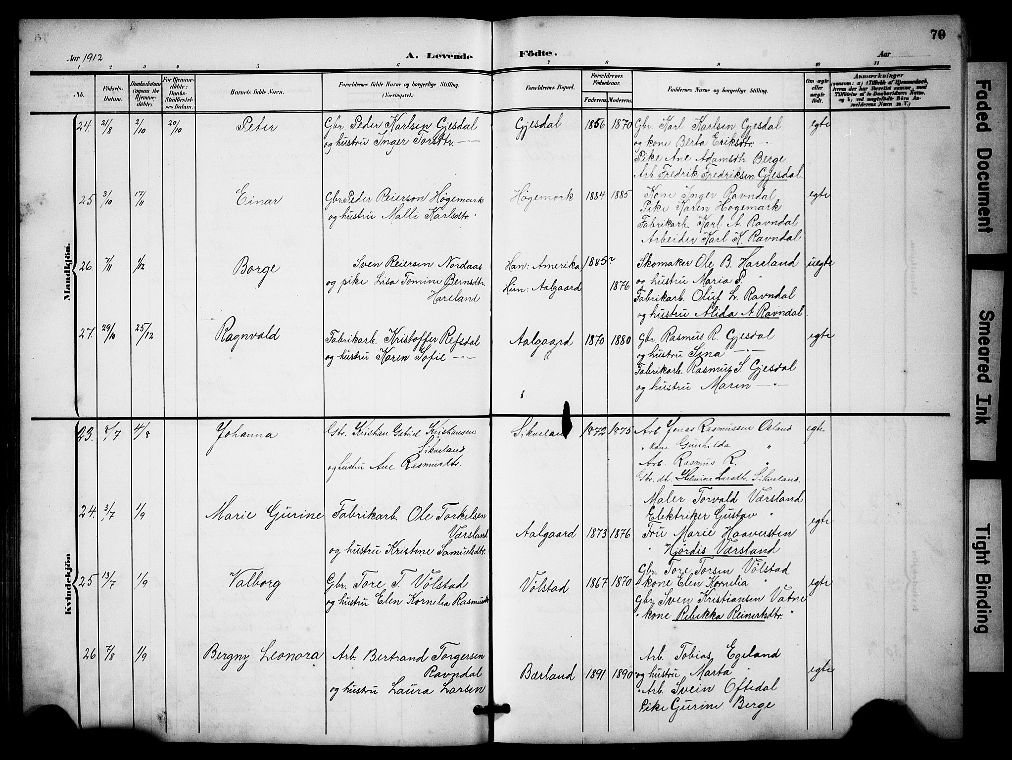 Lye sokneprestkontor, AV/SAST-A-101794/001/30BB/L0009: Klokkerbok nr. B 9, 1902-1923, s. 79