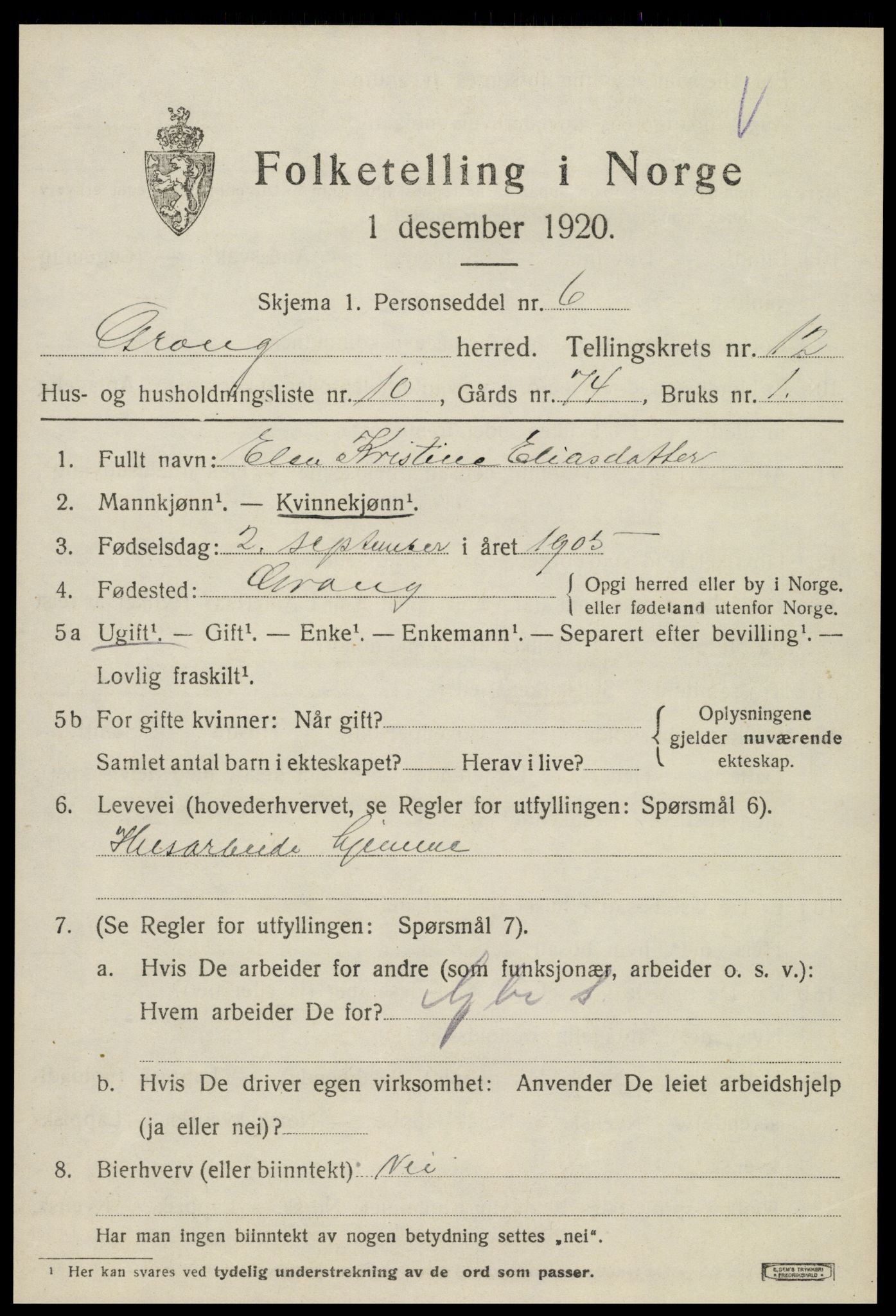 SAT, Folketelling 1920 for 1742 Grong herred, 1920, s. 6715
