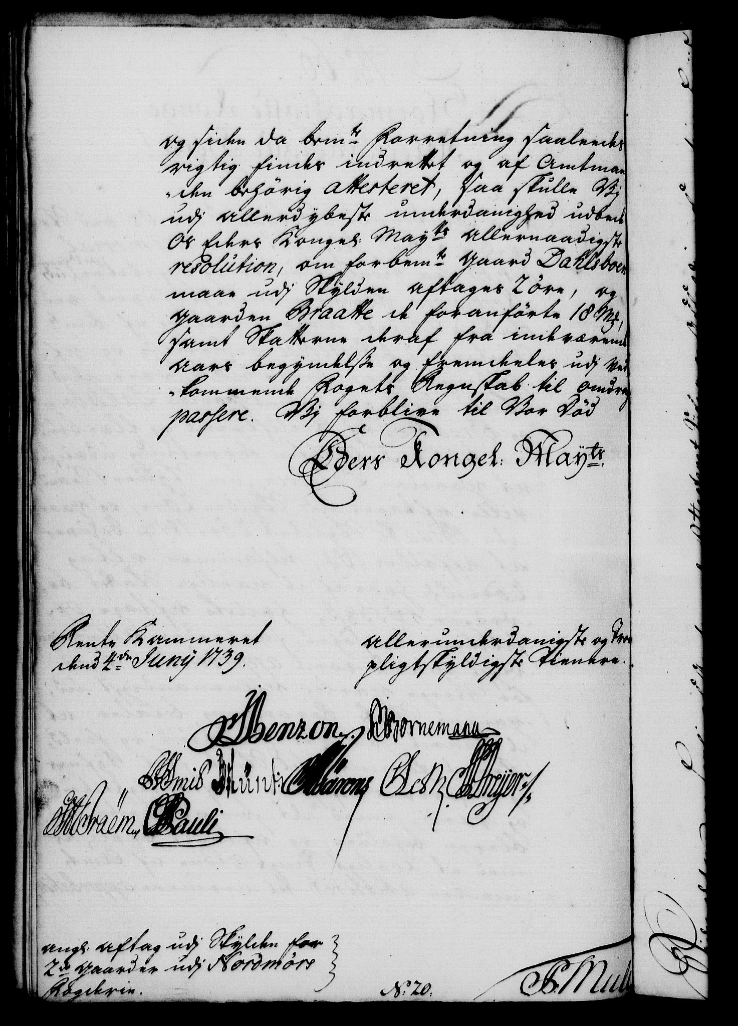 Rentekammeret, Kammerkanselliet, RA/EA-3111/G/Gf/Gfa/L0022: Norsk relasjons- og resolusjonsprotokoll (merket RK 52.22), 1739, s. 486