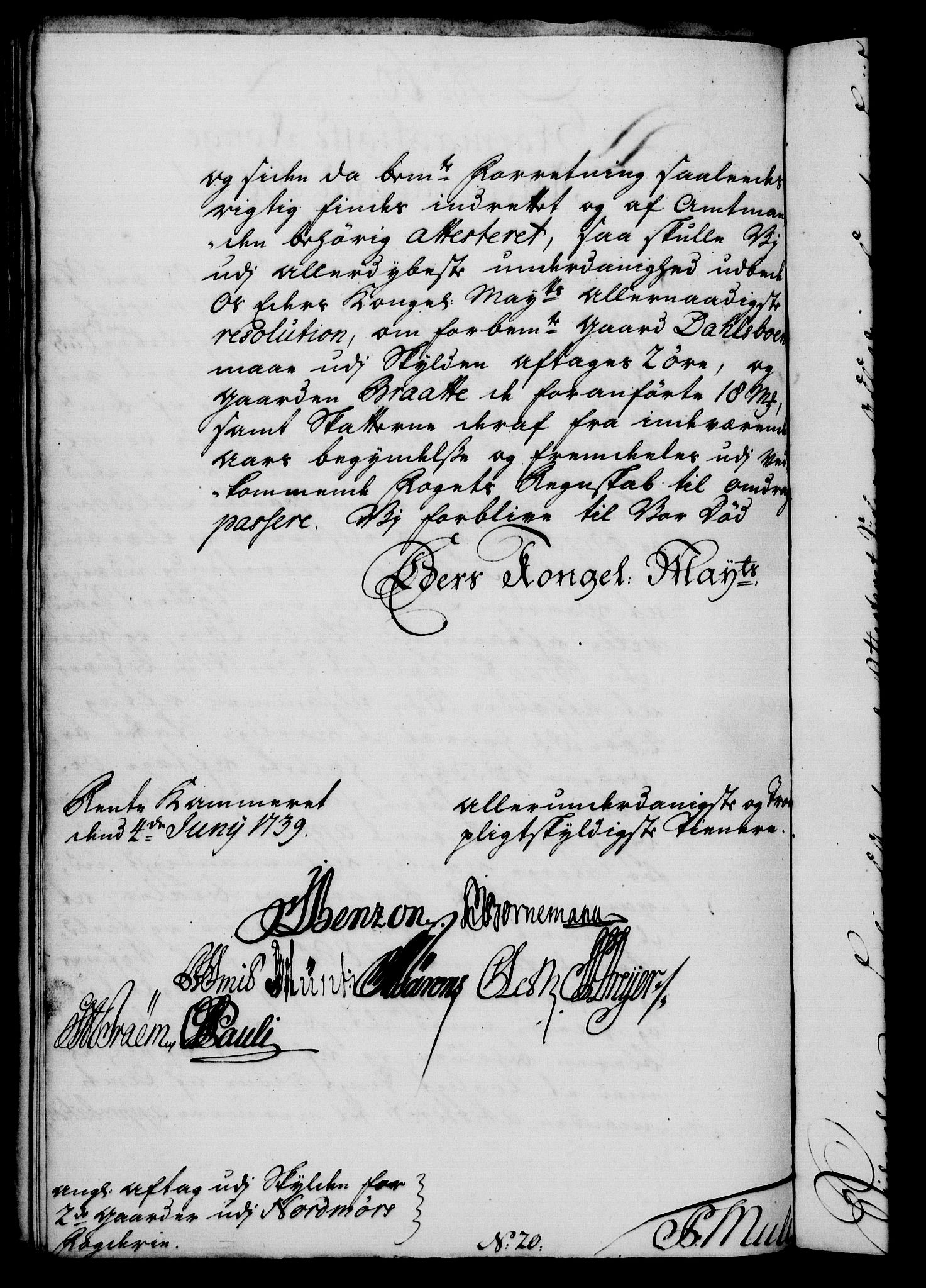 Rentekammeret, Kammerkanselliet, AV/RA-EA-3111/G/Gf/Gfa/L0022: Norsk relasjons- og resolusjonsprotokoll (merket RK 52.22), 1739, s. 486