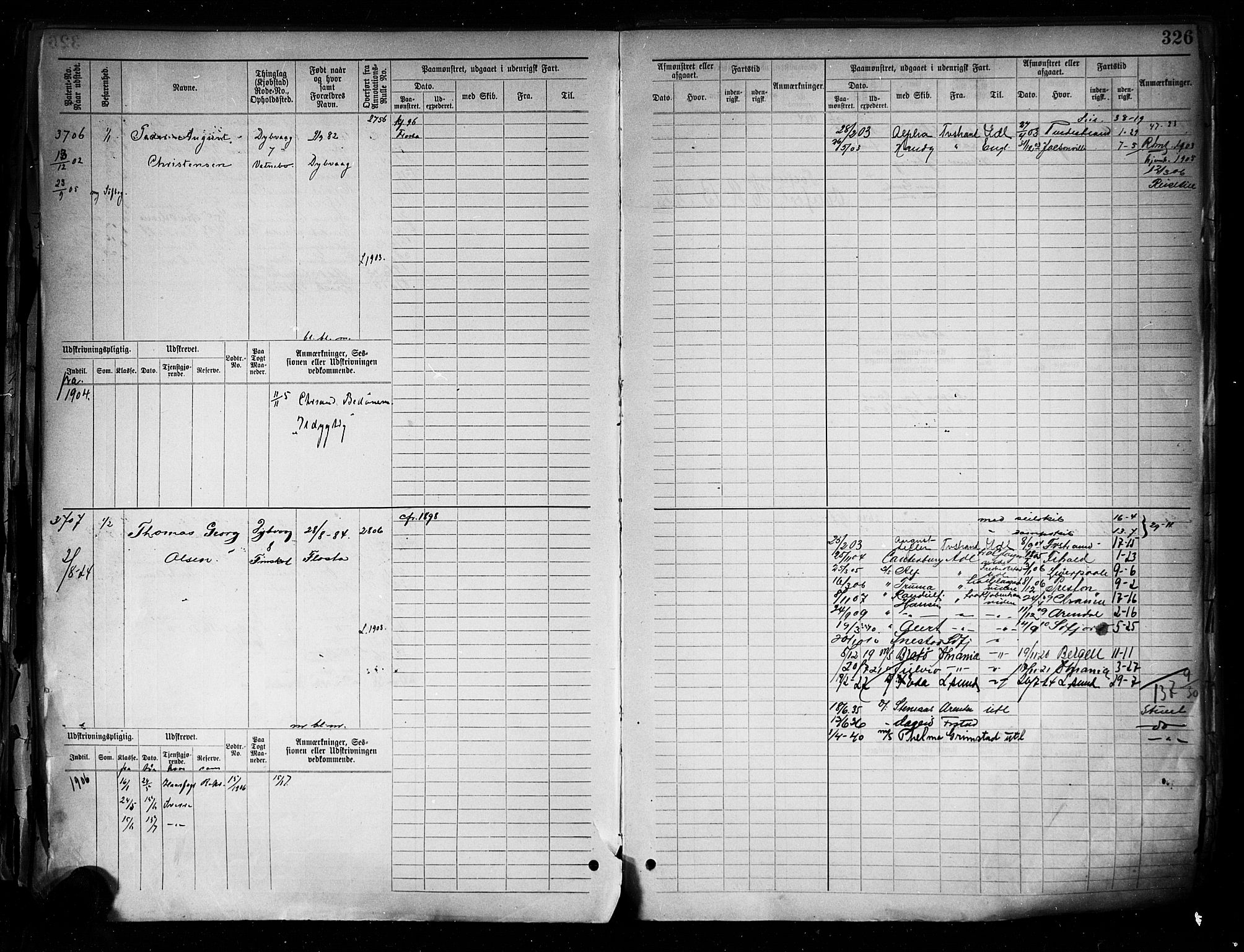 Tvedestrand mønstringskrets, AV/SAK-2031-0011/F/Fb/L0005: Hovedrulle A nr 3057-3817, R-6, 1890-1920, s. 335