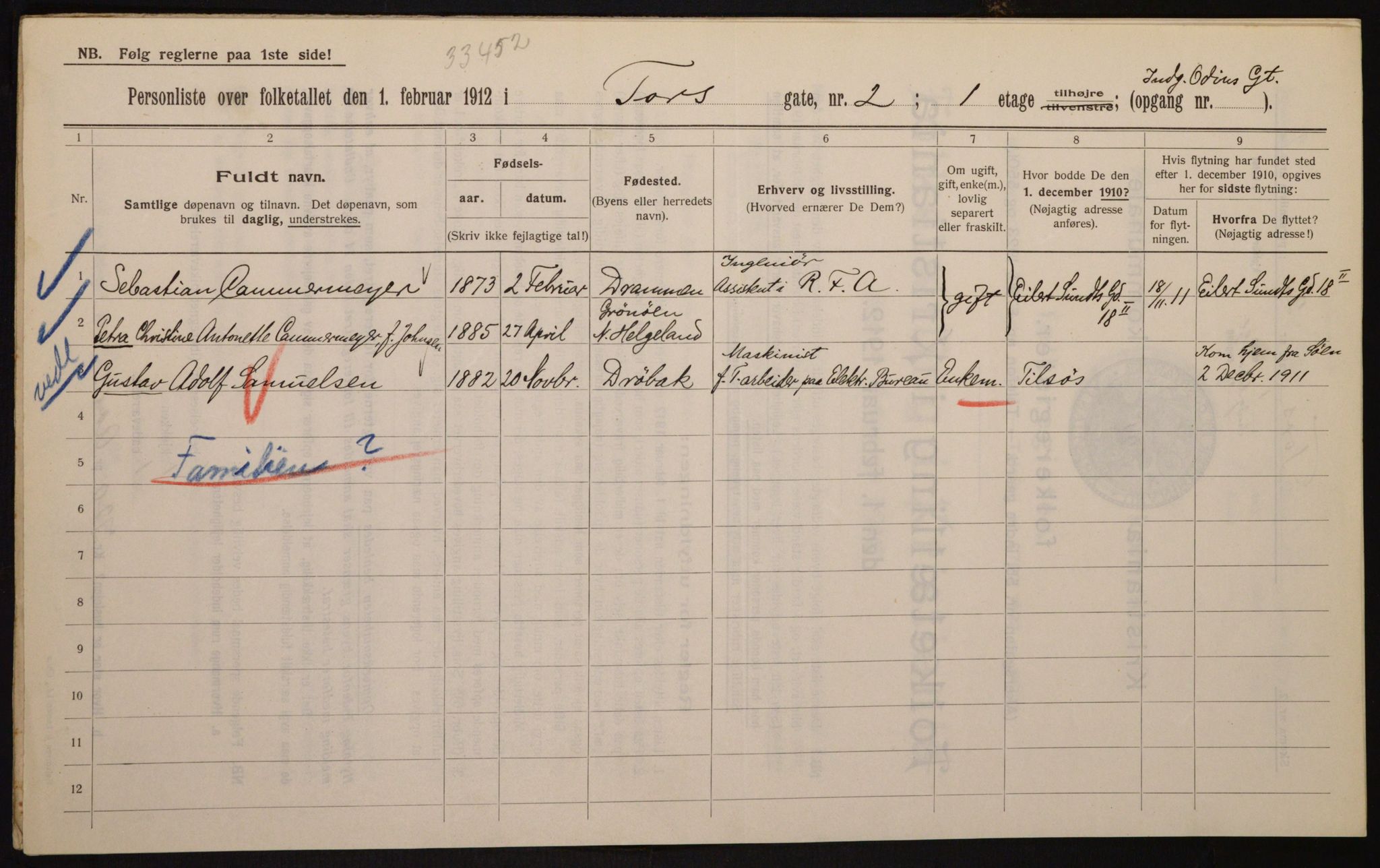 OBA, Kommunal folketelling 1.2.1912 for Kristiania, 1912, s. 114310