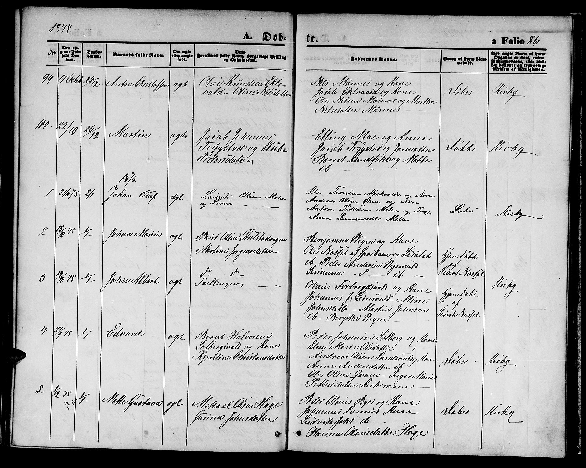 Ministerialprotokoller, klokkerbøker og fødselsregistre - Nord-Trøndelag, SAT/A-1458/723/L0255: Klokkerbok nr. 723C03, 1869-1879, s. 86