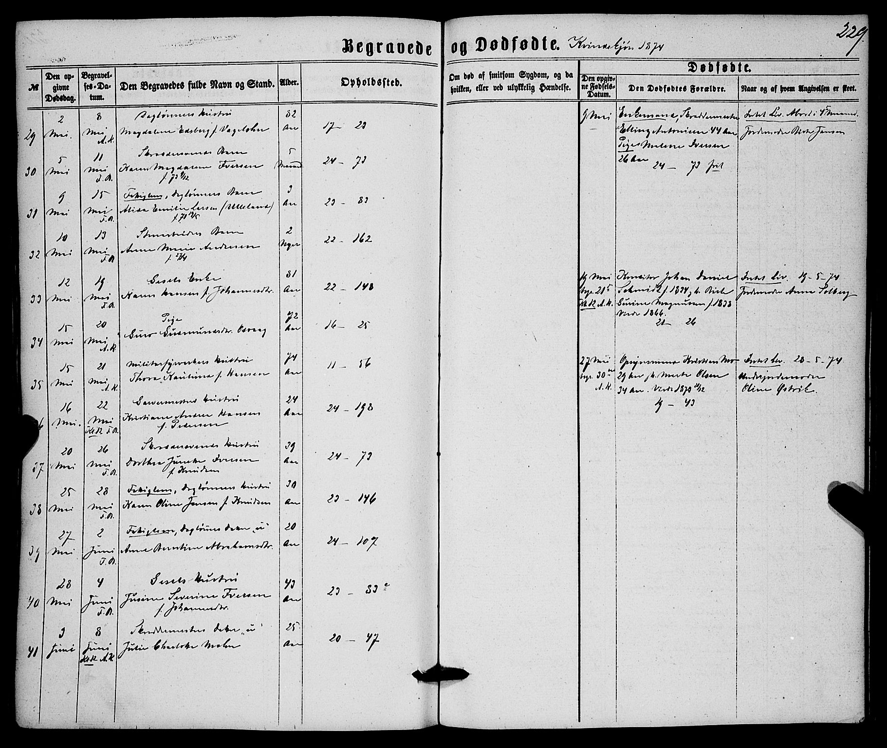 Korskirken sokneprestembete, AV/SAB-A-76101/H/Haa/L0045: Ministerialbok nr. E 3, 1863-1875, s. 229