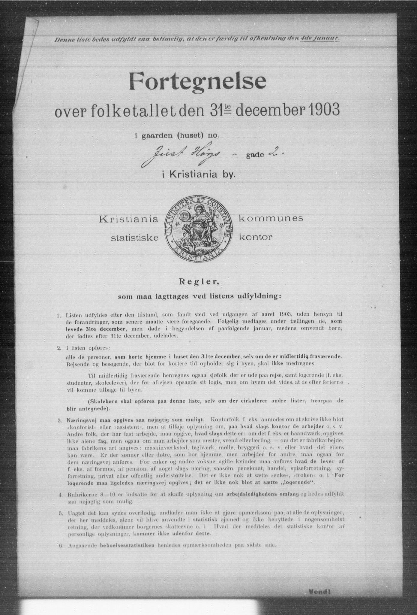 OBA, Kommunal folketelling 31.12.1903 for Kristiania kjøpstad, 1903, s. 9331