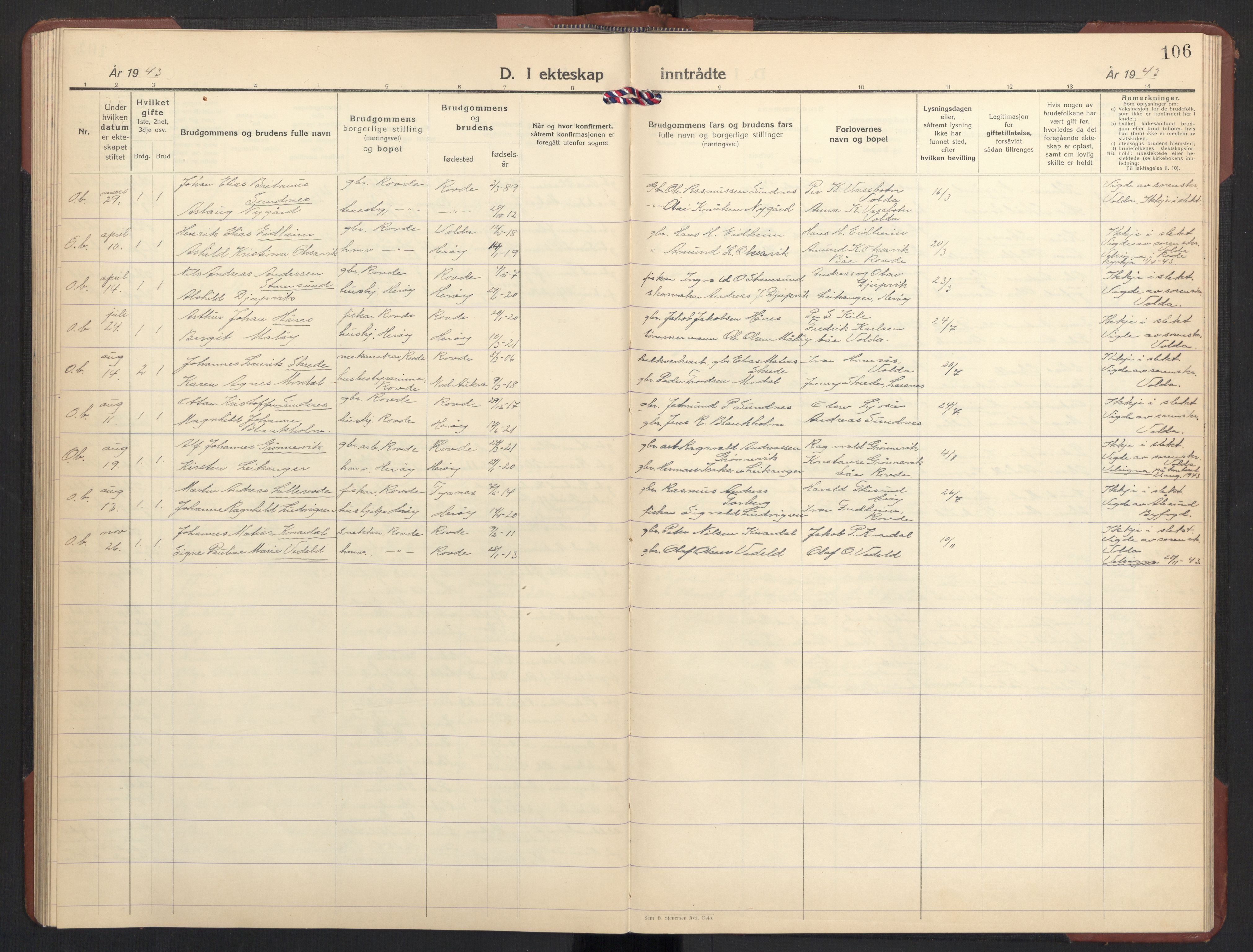 Ministerialprotokoller, klokkerbøker og fødselsregistre - Møre og Romsdal, SAT/A-1454/504/L0063: Klokkerbok nr. 504C05, 1939-1972, s. 106