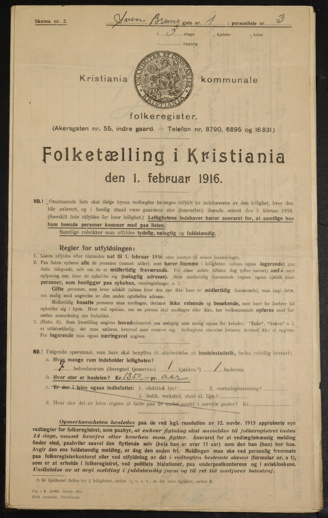 OBA, Kommunal folketelling 1.2.1916 for Kristiania, 1916, s. 107705