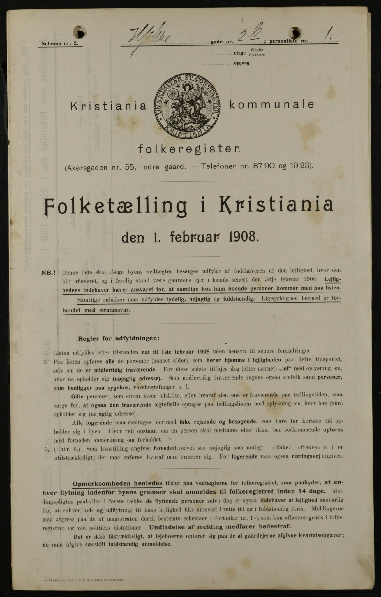 OBA, Kommunal folketelling 1.2.1908 for Kristiania kjøpstad, 1908, s. 36103