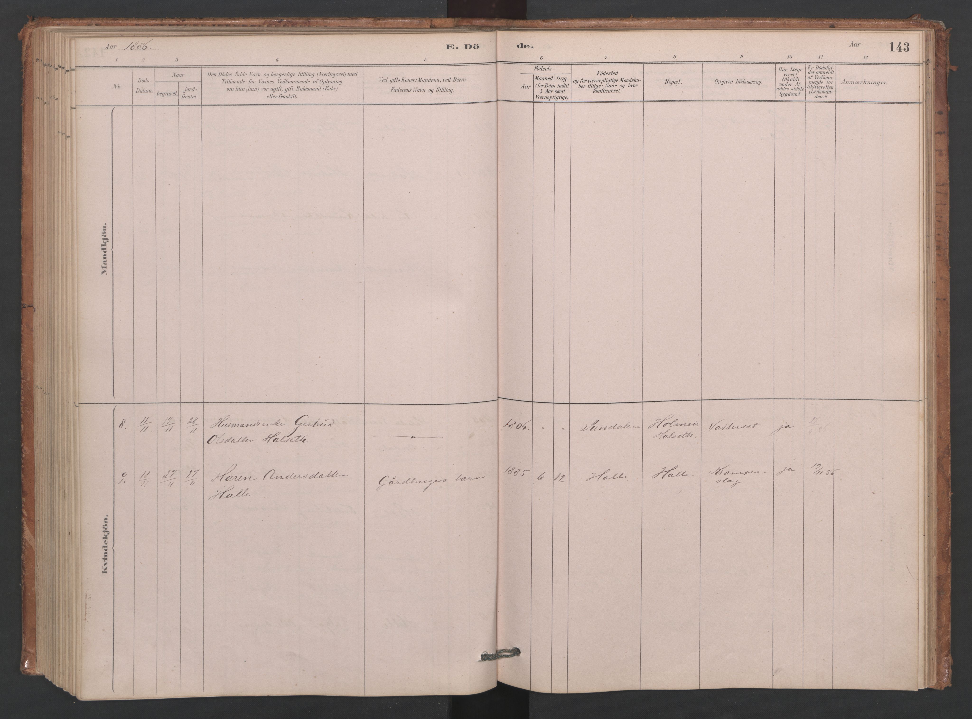 Ministerialprotokoller, klokkerbøker og fødselsregistre - Møre og Romsdal, SAT/A-1454/593/L1034: Ministerialbok nr. 593A01, 1879-1911, s. 143