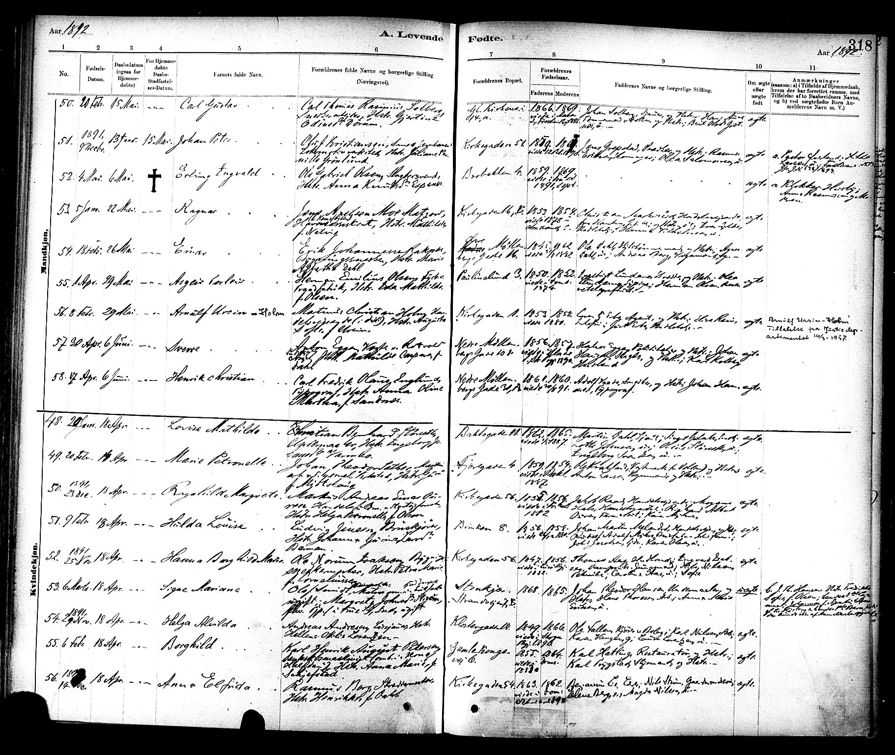 Ministerialprotokoller, klokkerbøker og fødselsregistre - Sør-Trøndelag, SAT/A-1456/604/L0188: Ministerialbok nr. 604A09, 1878-1892, s. 318