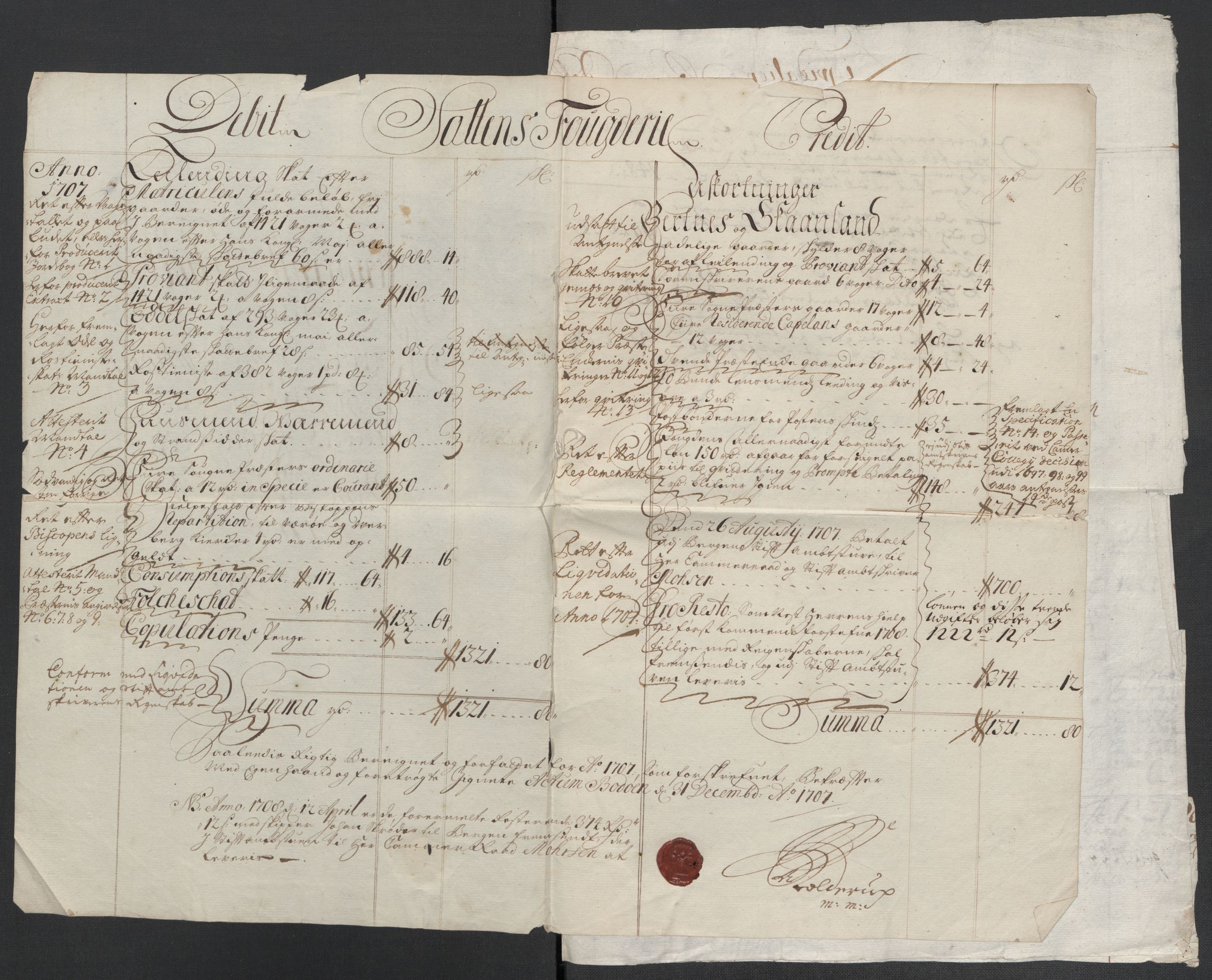 Rentekammeret inntil 1814, Reviderte regnskaper, Fogderegnskap, RA/EA-4092/R66/L4581: Fogderegnskap Salten, 1707-1710, s. 7